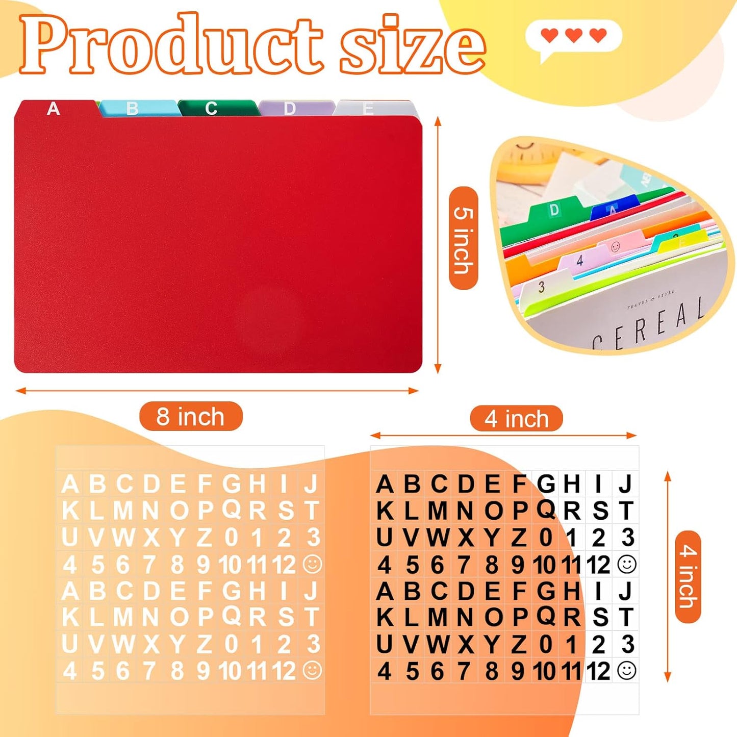 Lewtemi 50 Pcs Index Card Dividers 5 x 8 Inch Index Card Dividers with Tabs Guides with 2 Pcs Alphabet Number Stickers for Office Recipe Business (Multi Color)