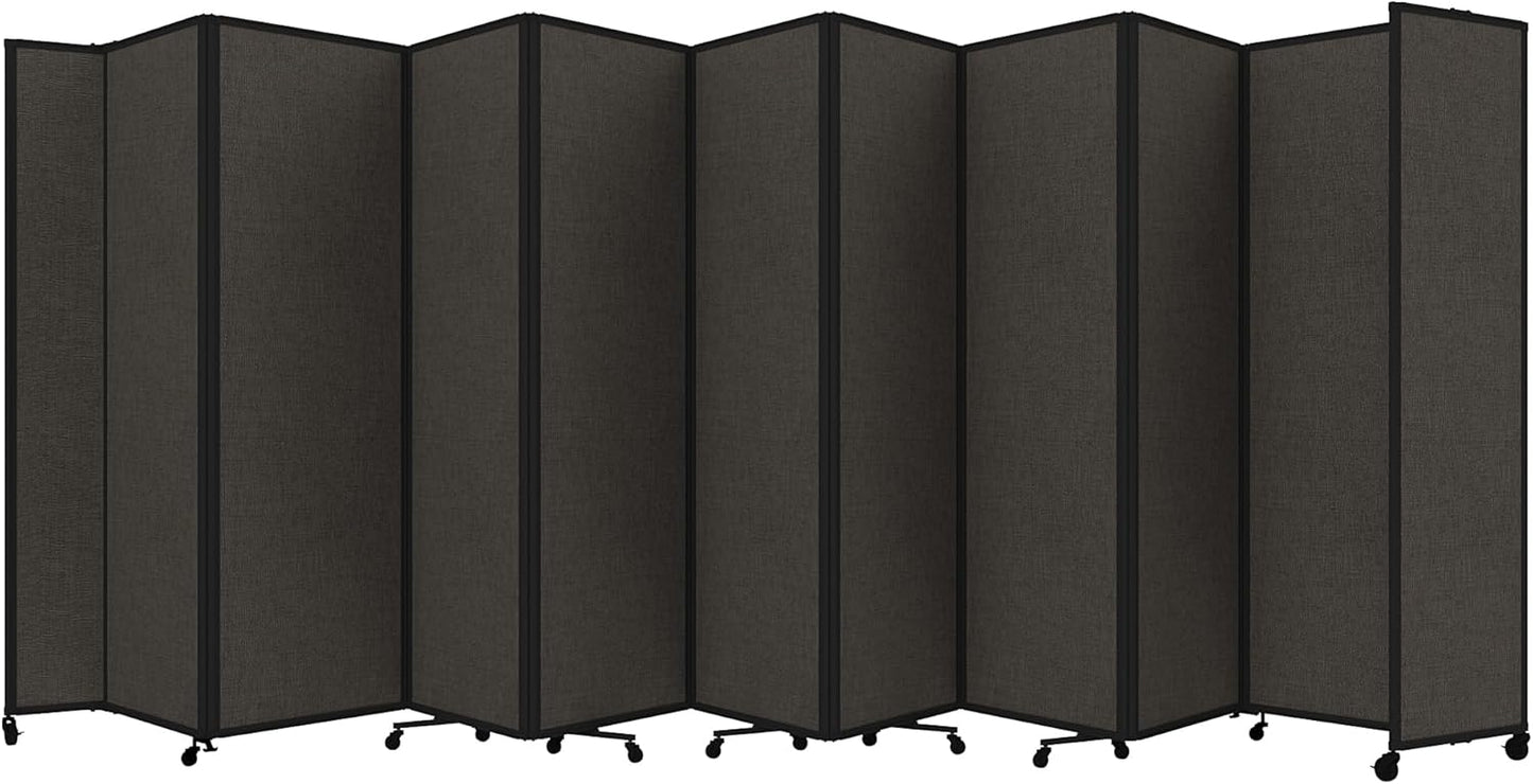 Versare Room Divider 360 Portable Wall Partition | Folding Panels | Large Freestanding Divider | Locking Wheels | Temporary Room Separator | 25' x 7'6'', Mocha