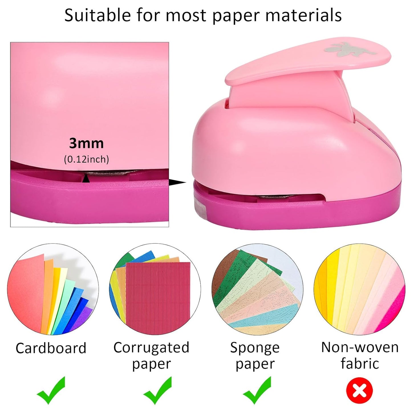 Craft Punches 8 Pack with 6 Sticker Paper, 1inch Hole Punch Shapes Medium Paper Punch Shapes, Maple Leaf, Butterfly, Angel, Flower for DIY Scrapbooking Festival Decoration