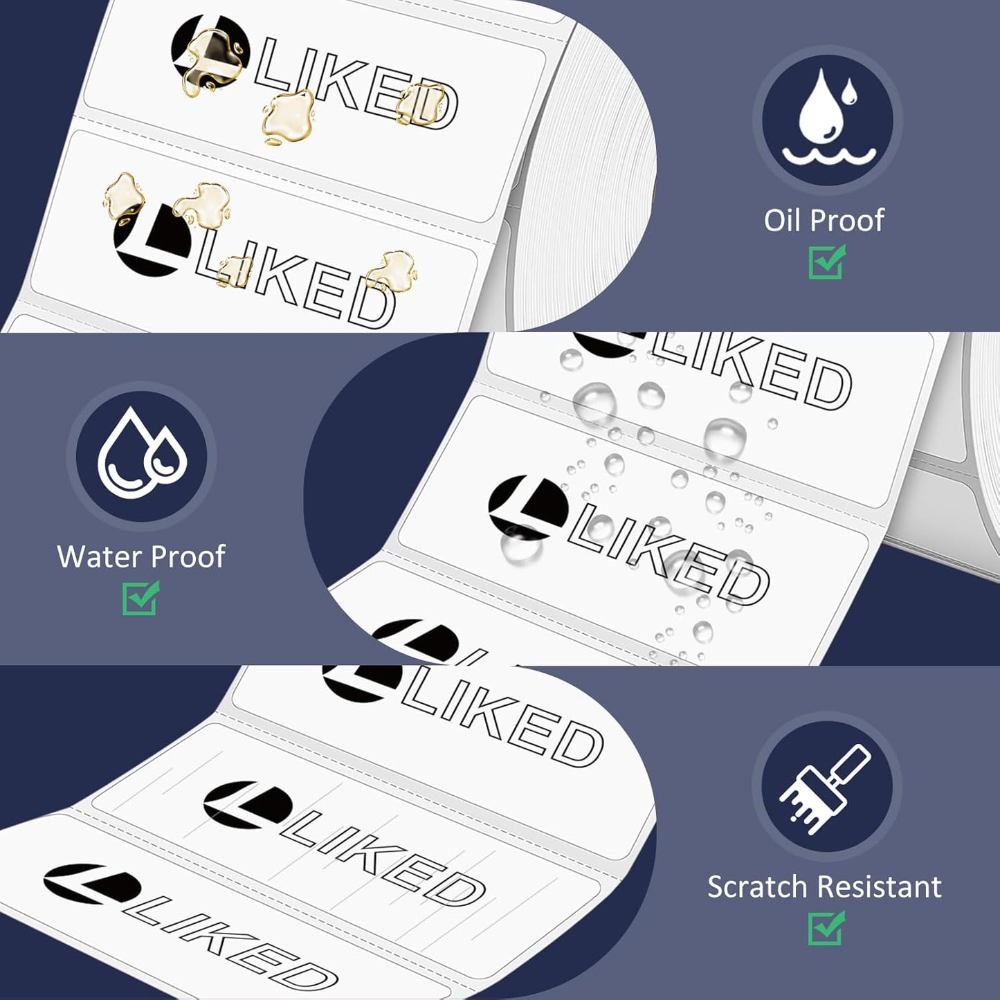 L LIKED 2.25" x 0.75" Direct Thermal Labels, Permanent Adhesive Address Barcode Label & Compatible with Rollo, Zebra and Other Desktop Printers (1 Roll, 1700 Labels)