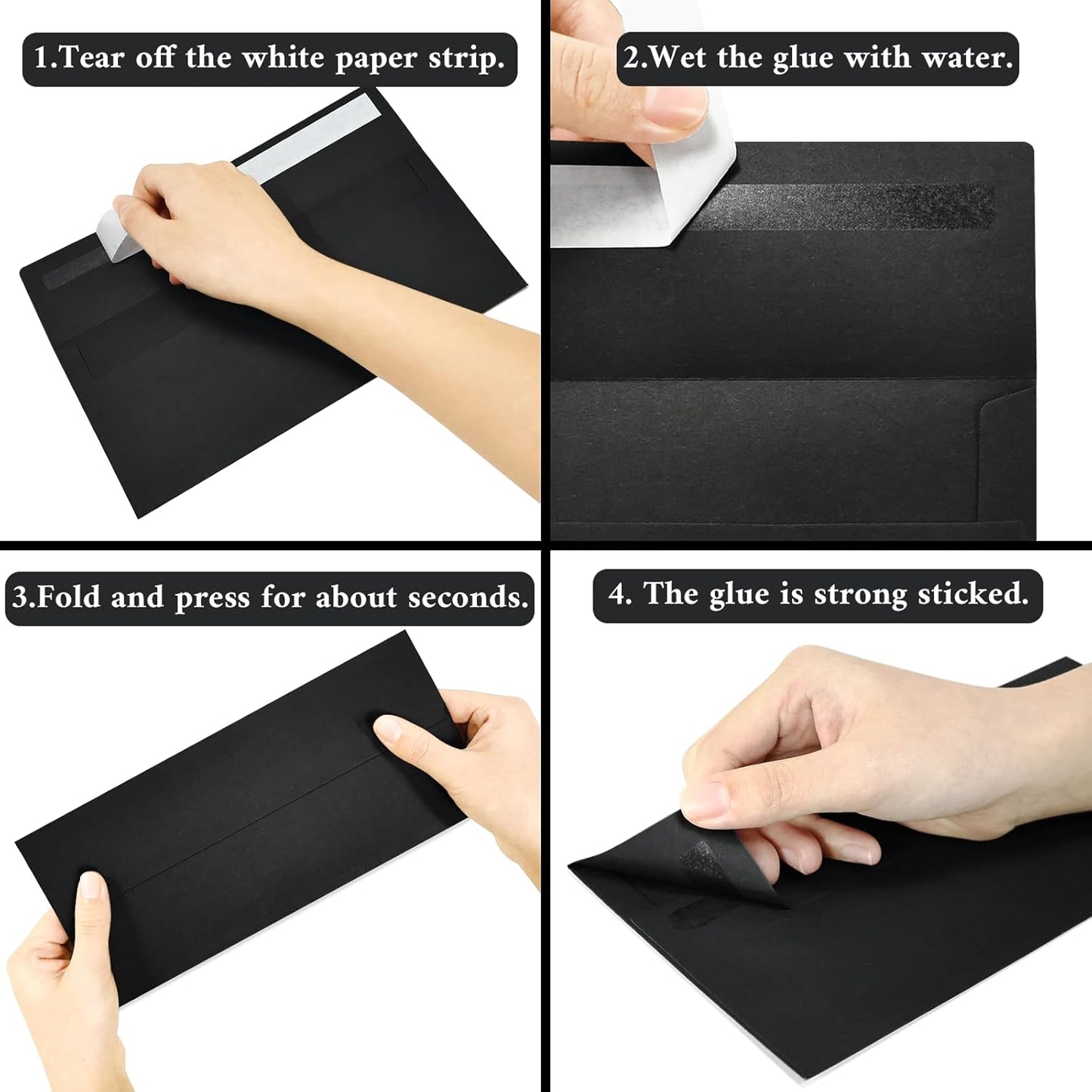 200 Pack #10 Business Envelopes, Black Standard Envelopes Self Seal, Letter Size Business Mailing Envelopes for Checks Letters Invoices Statements Birthday Graduation Wedding,4 1/8 x 9 1/2 Inch