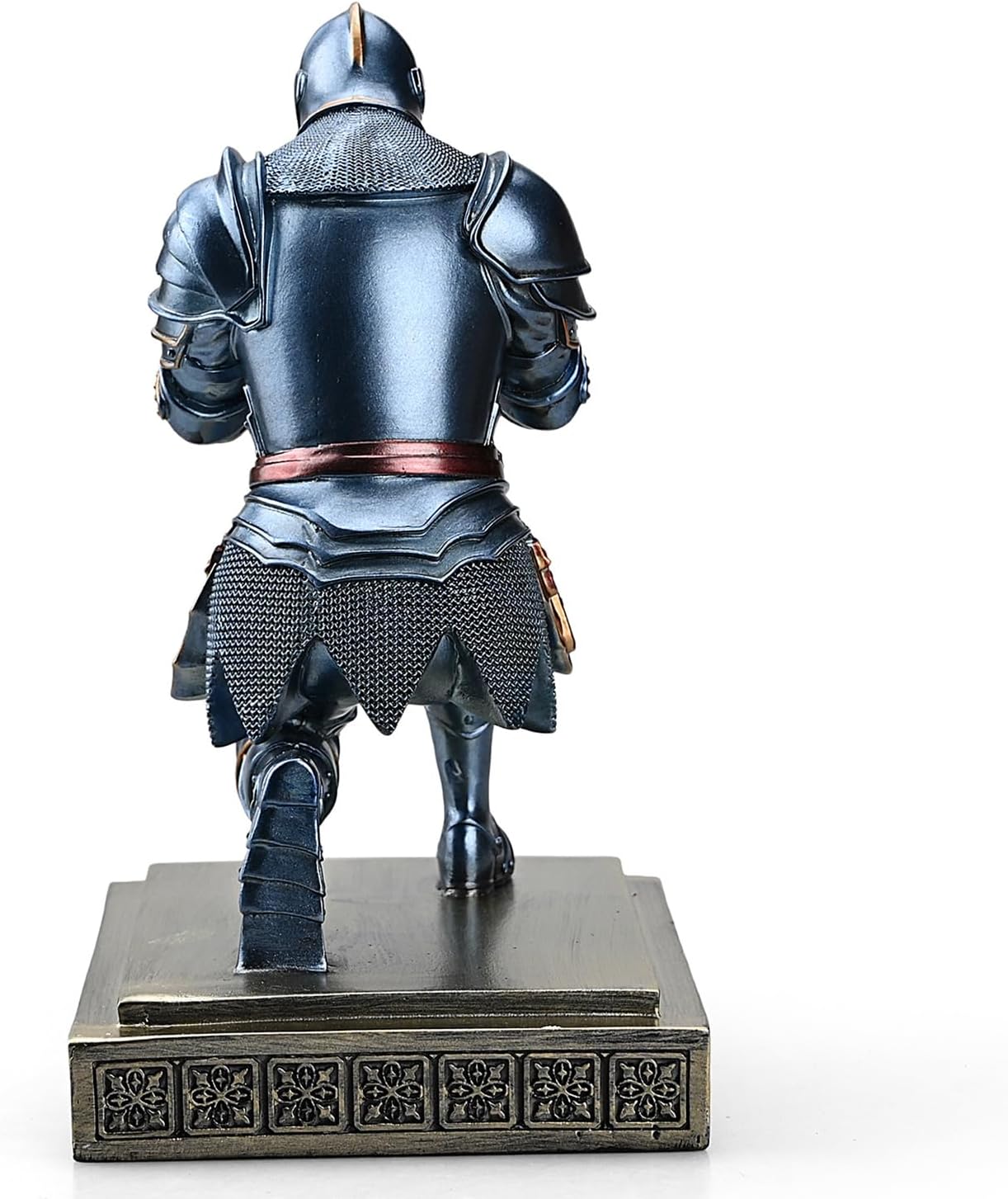 Medieval Armored Warrior Knight Pen Holder Desk Organizers and Accessories Resin Pencil Holder Paperweight as Gift with a Cool Letter Opener for Desk (Blue)