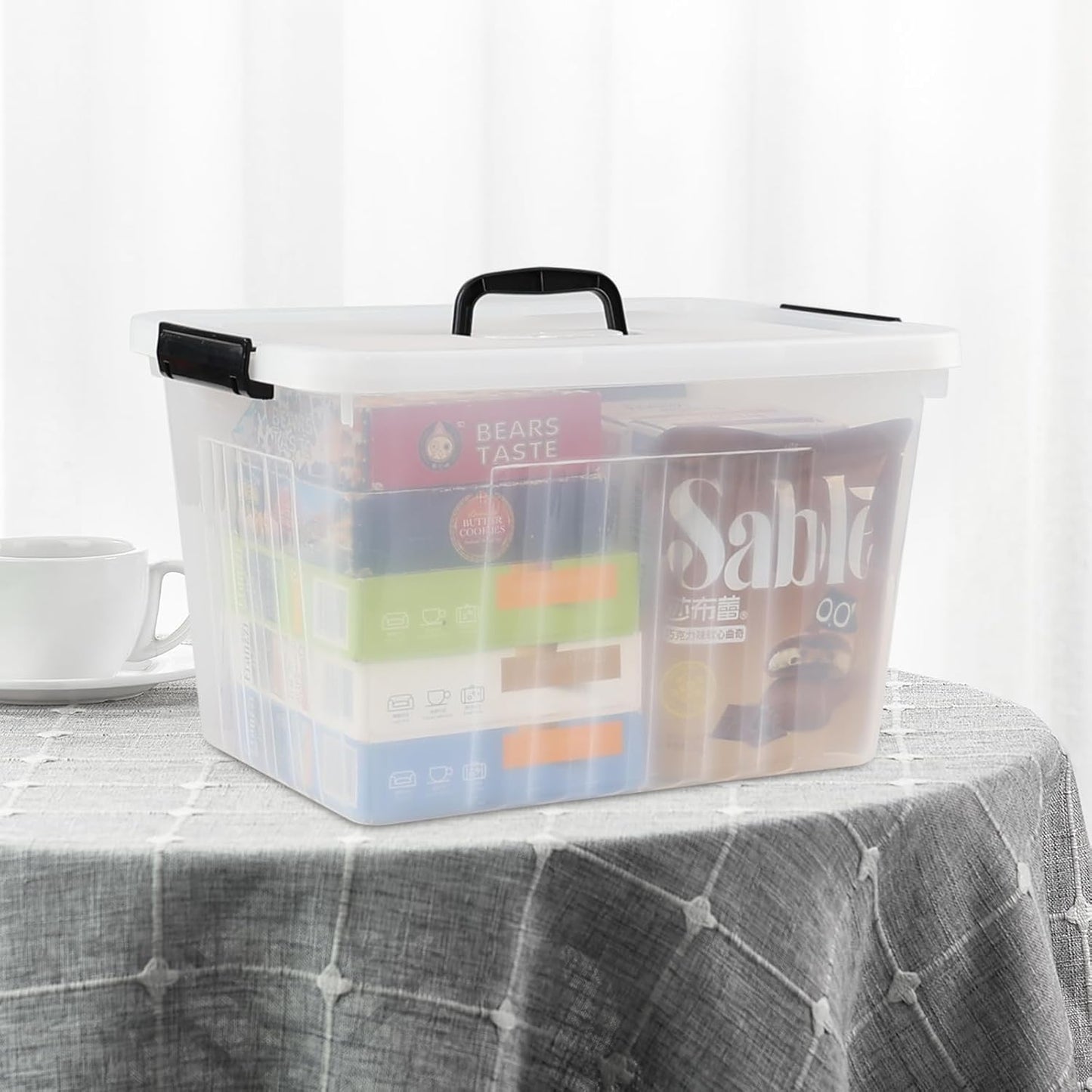 Asking 18 L Clear Plastic Storage Box with Handle, 4-Pack