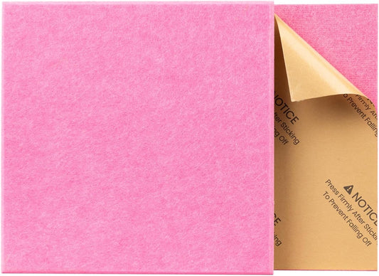 22 Pack Self-Adhesive Acoustic Panels, 12" X 12" X 0.4" High-Density Sound Proof Foam Panels for Walls, Soundproof Wall Panels for Home & Office (Pink)