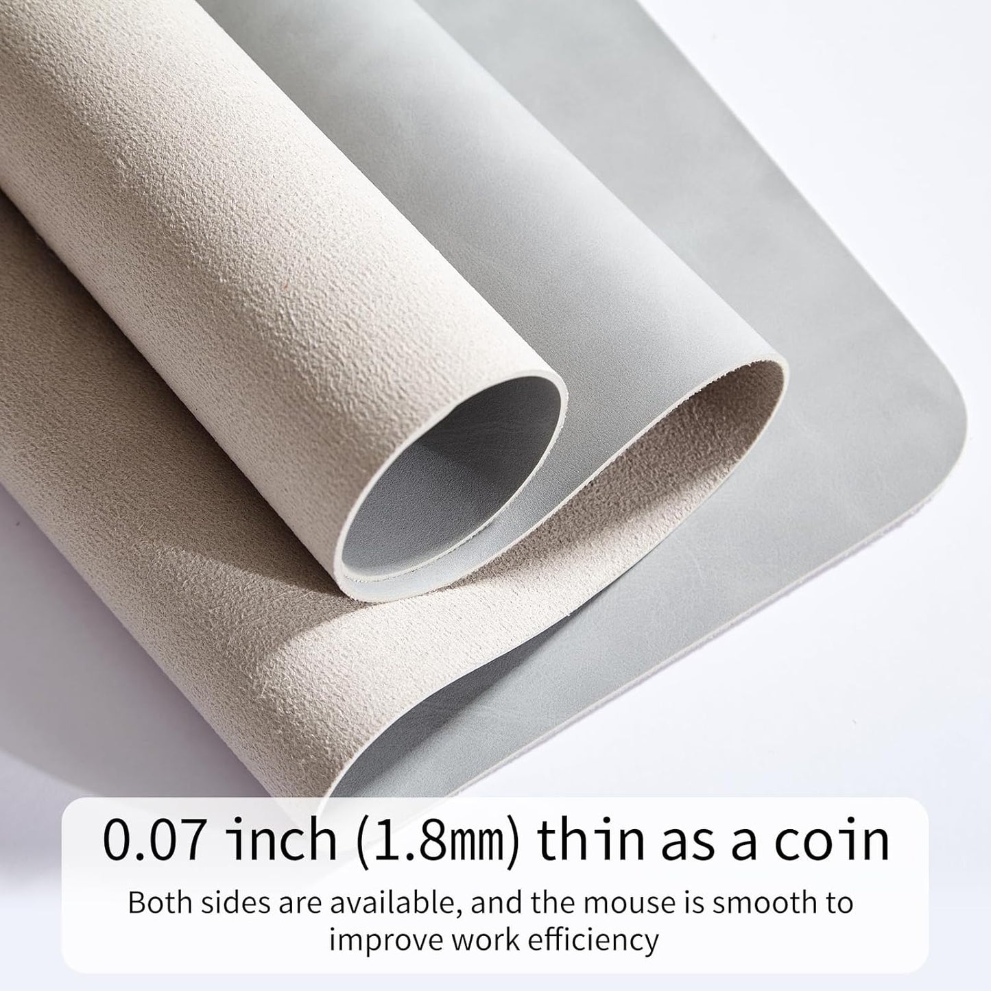 Crazy Horse Leather Desk Mat Large Mouse Pad Laptop Desk Pad Waterproof Non-Slip Table Blotter Desktop Writing Pad for Office and Home (Light Grey, 60x35cm)