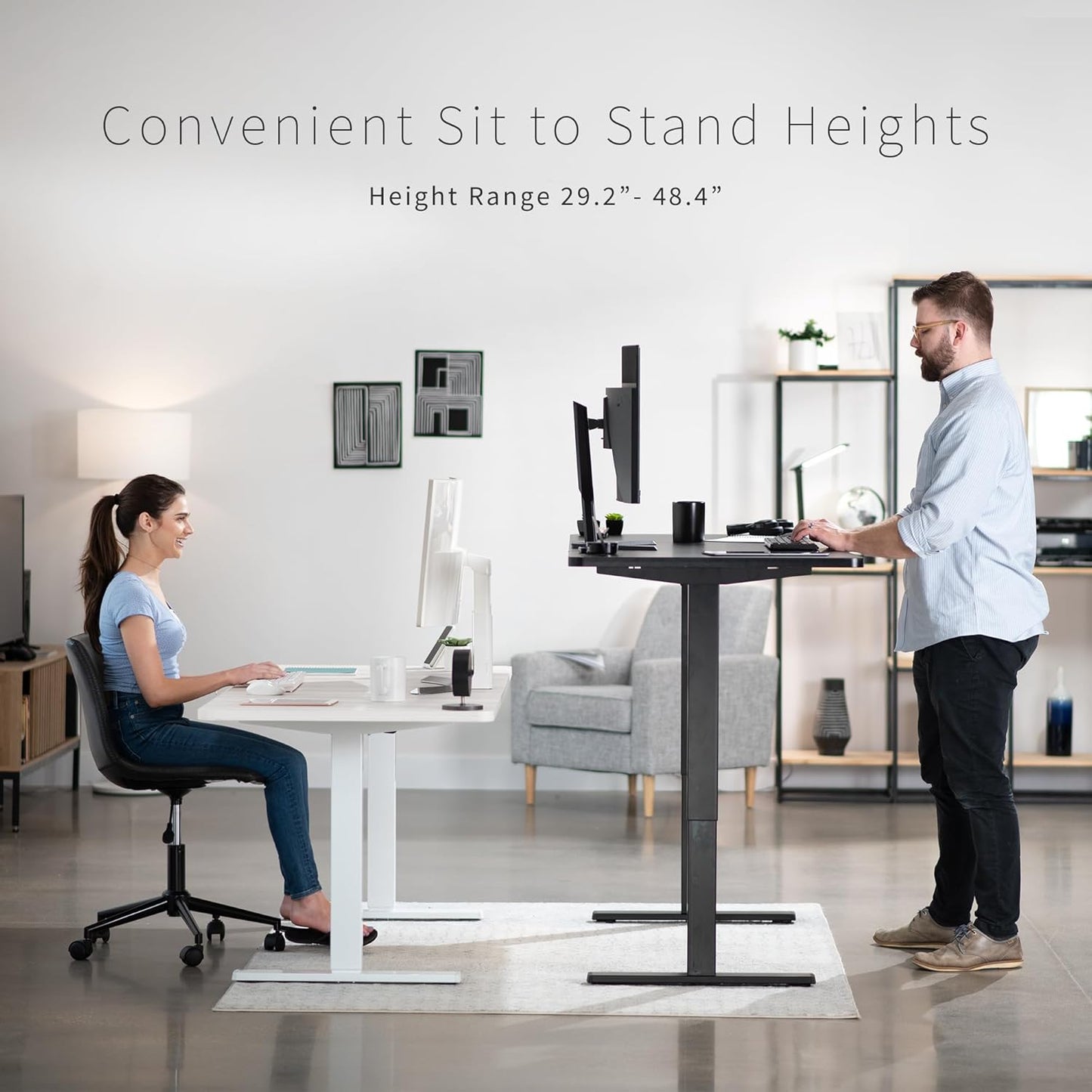 VIVO Electric 60 x 30 in Standing Desk, Memory Height Adjustment, 1B Series, Dark Walnut Top Gray Frame, DESK-KIT-1G6D-30