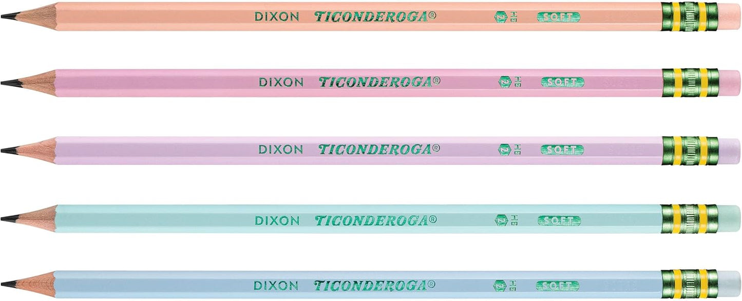 Ticonderoga® Pastel Pencils, #2 Soft, Assorted Colors, Pack of 10 Pencils