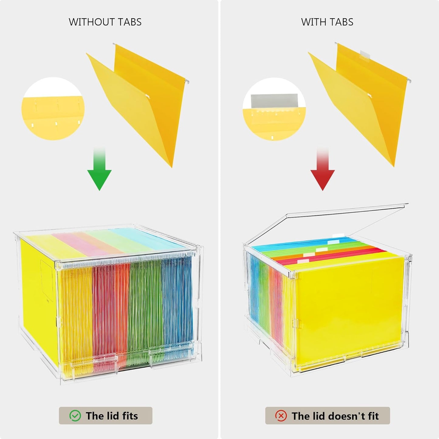 MUKAI File Organizer Box with Lid, Collapsible File Folder Organizer with Slide, Hanging File Folder Box, for Office Document Storage with Desktop organizer (2)