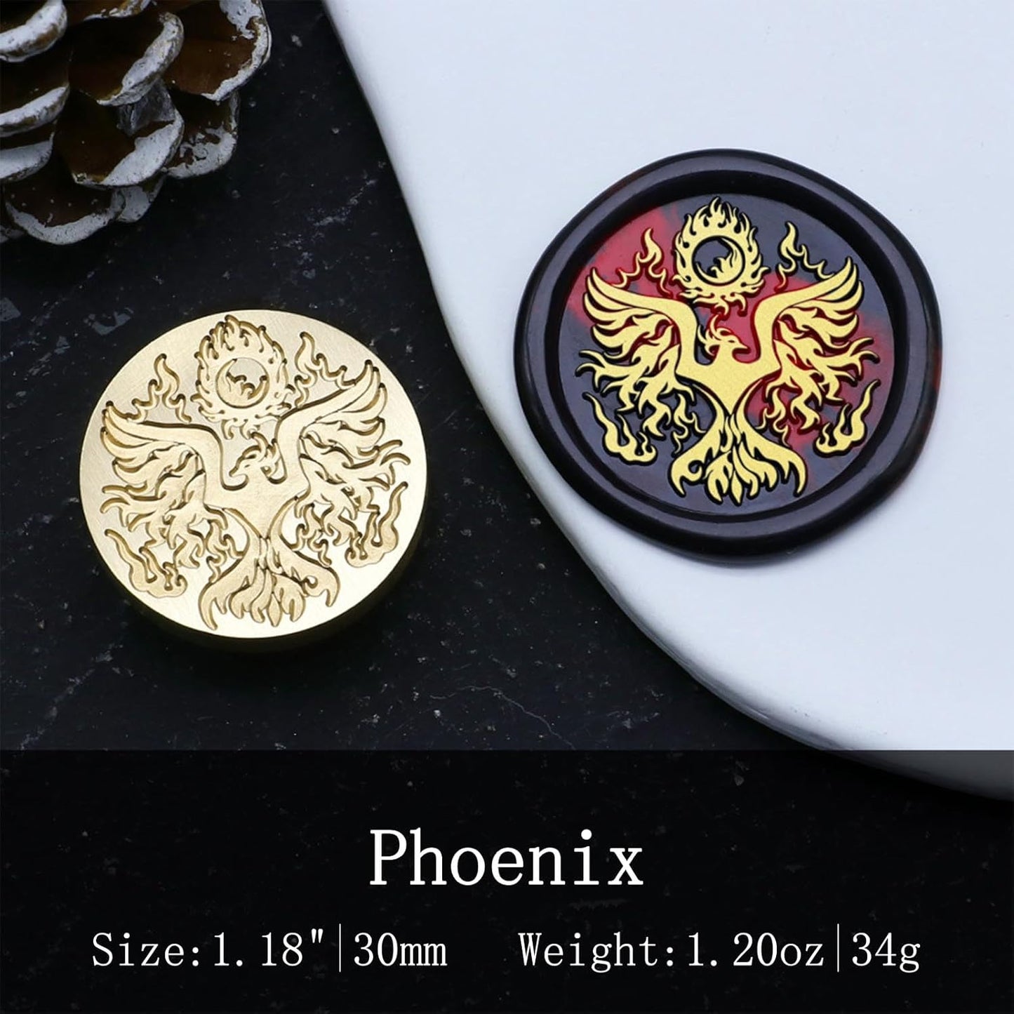 Phoenix Wax Seal Stamp- Retro Firebird Sealed Stamp, 1.18 Inch/30mm Brass Sealing Wax Stamp with Handle for Wedding Party Invitation Gift Wrapping Envelopes