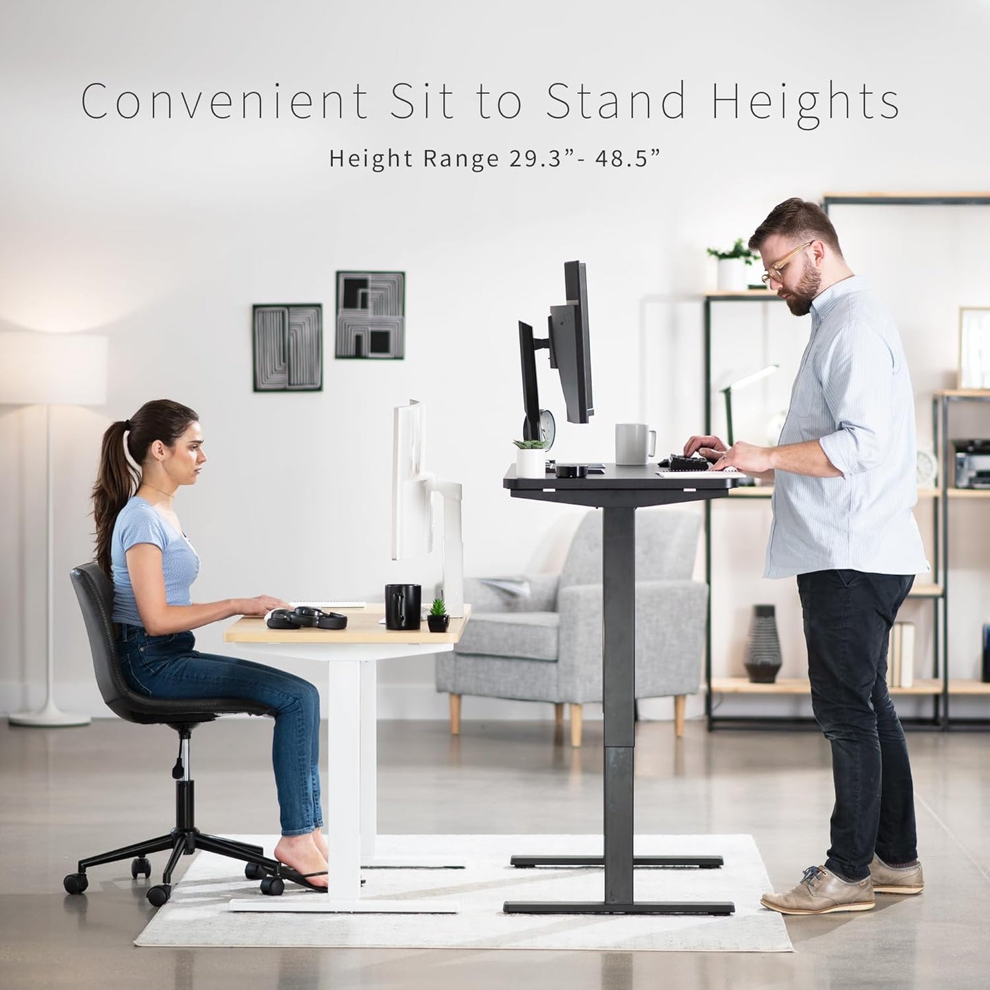 VIVO Electric 43 x 24 in Standing Desk, Memory Height Adjustment, 1B Series, One-Piece Reclaimed Wood Top, White Frame, DESK-KIT-1W4P