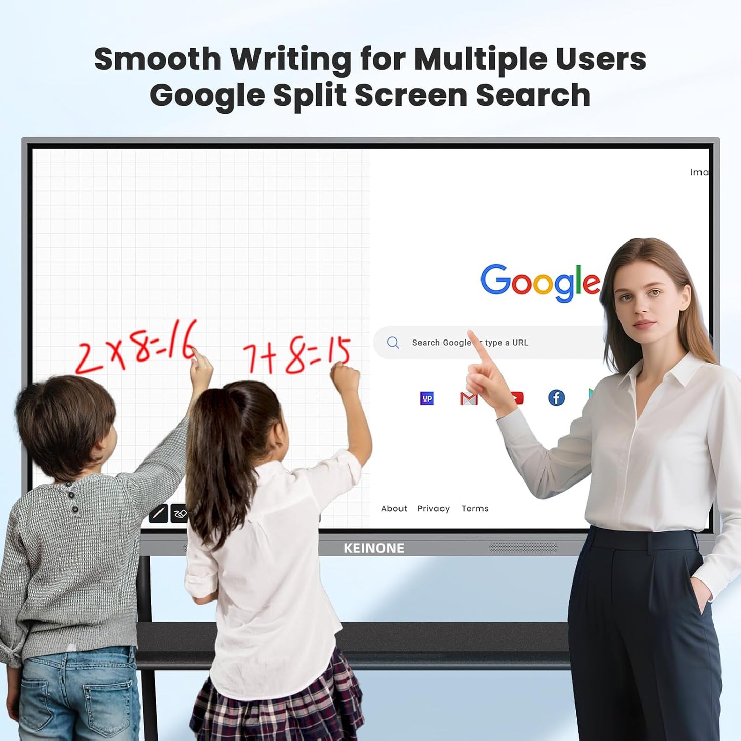 65'' 4K Smart Board, Android 14 OS 8+128 GB Interactive Whiteboard, Electronic Digital Whiteboard with Open App Ecosystem, Touchscreen Smart Board for Home, Office and Classroom, Gray