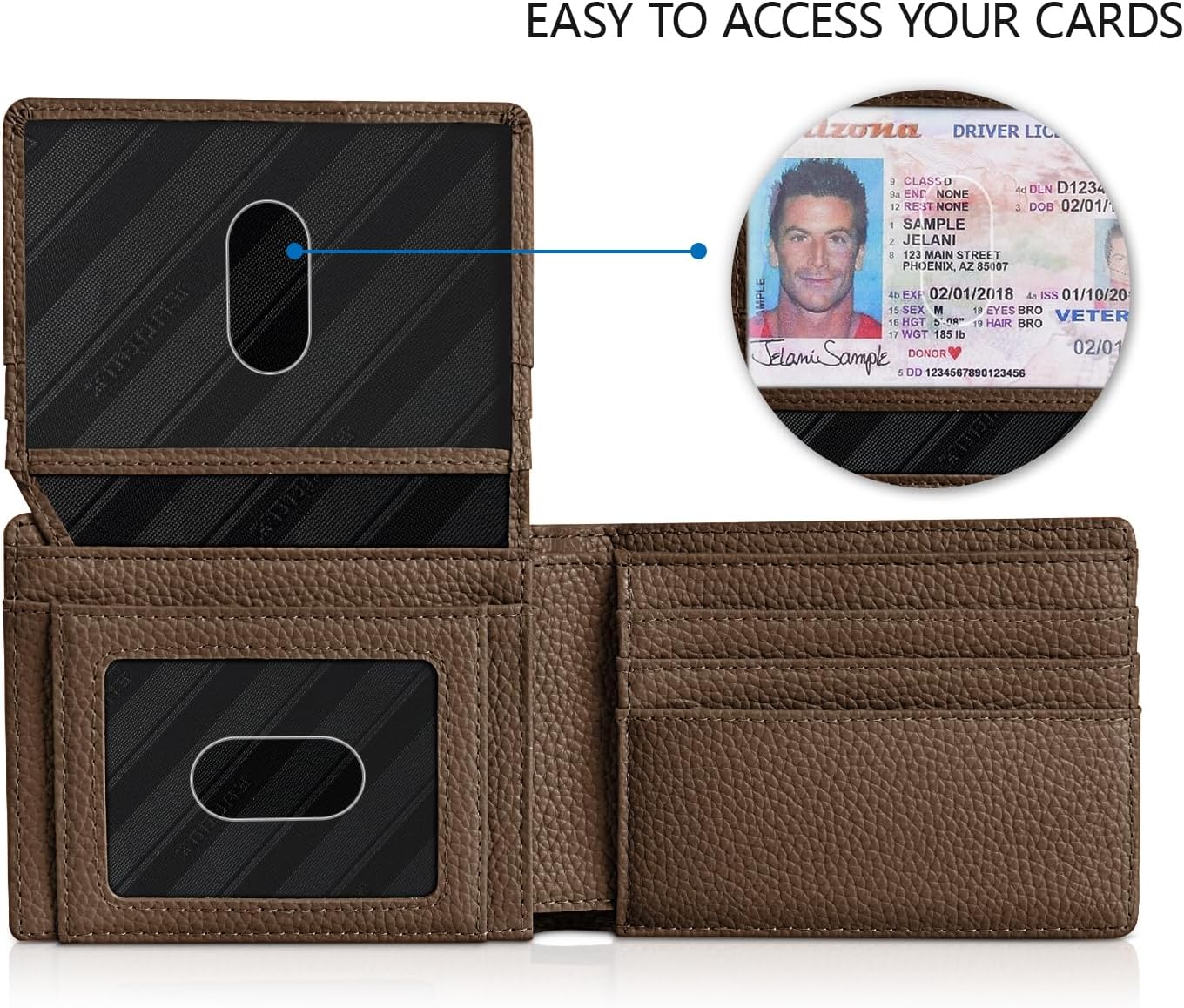 RUNBOX Wallet for Men Slim Rfid Leather 2 ID Window With Gift Box