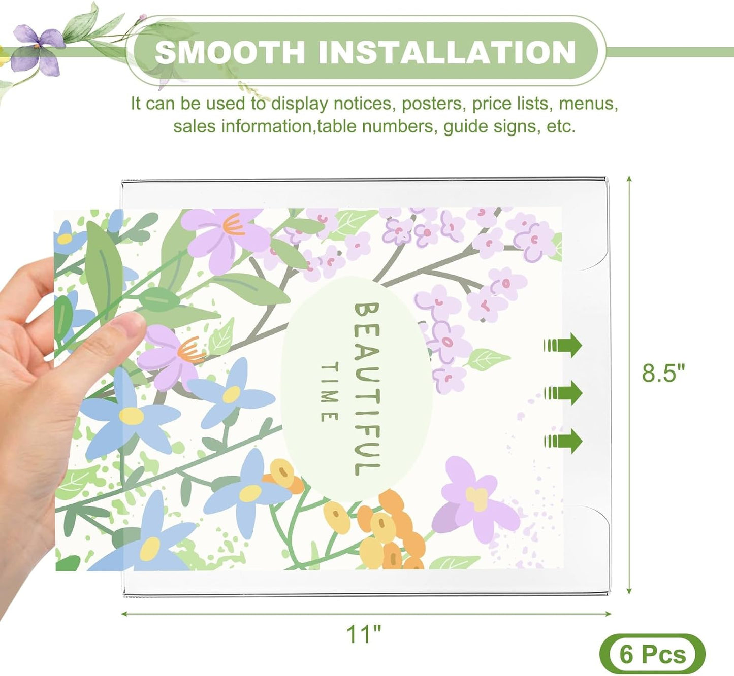 PATIKIL Acrylic Sign Holder, 12 Pack 8.5x11 Wall Sign Paper Holder Clear Picture Frame with Double Side Adhesive Tape for Office Restaurant Memo Menu Guide, Horizontal