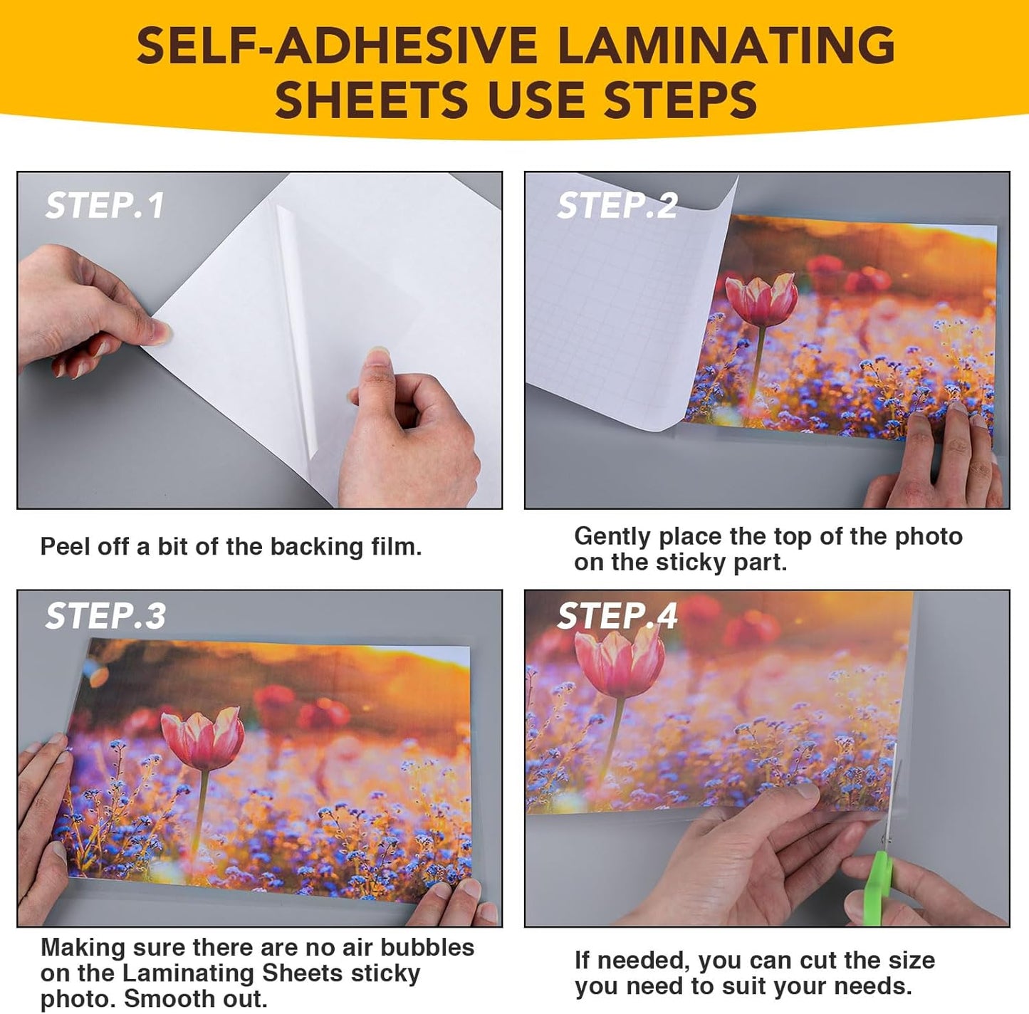 80 PCS Self-Adhesive Laminating Sheets, 9 x 12 Inches Clear Laminating Sheets No Machine Needed Self Sealing Laminate Sheets