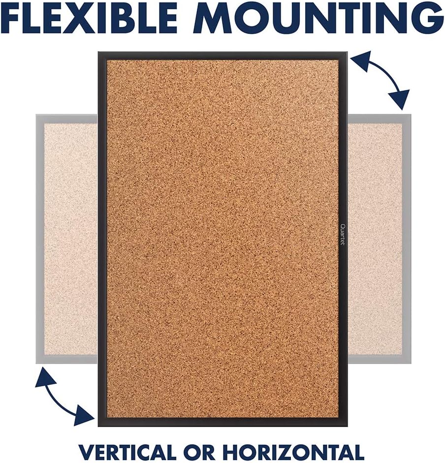 Quartet Cork Board, Bulletin Board, 3' x 2' Corkboard, Black Frame (2303B)