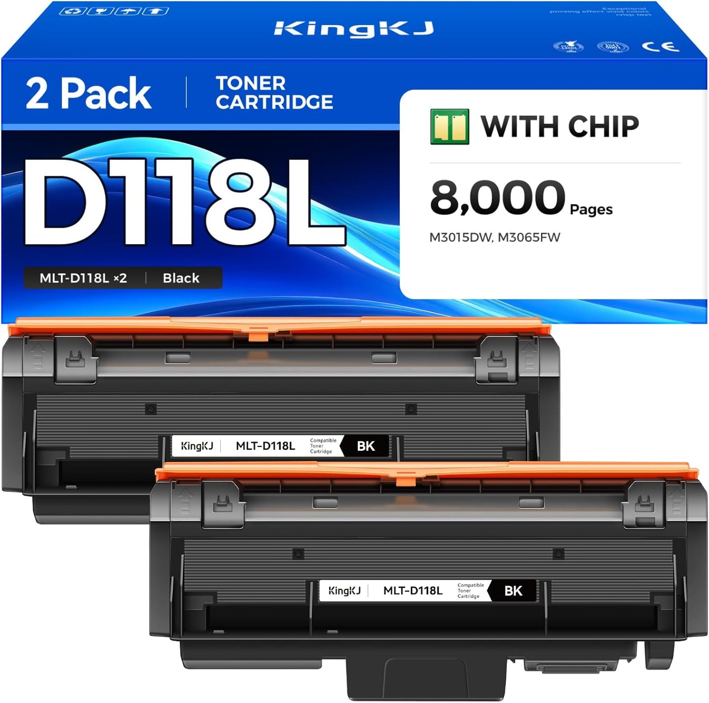 MLT-D118L Toner Cartridge Black 2Pack High-Yield Replacement for Samsung MLT-D118L D118L MLT-D118S Compatible with Samsung Xpress M3015DW M3065FW Multifunctional MFP Printer Ink 8,000 Pages Monochrome