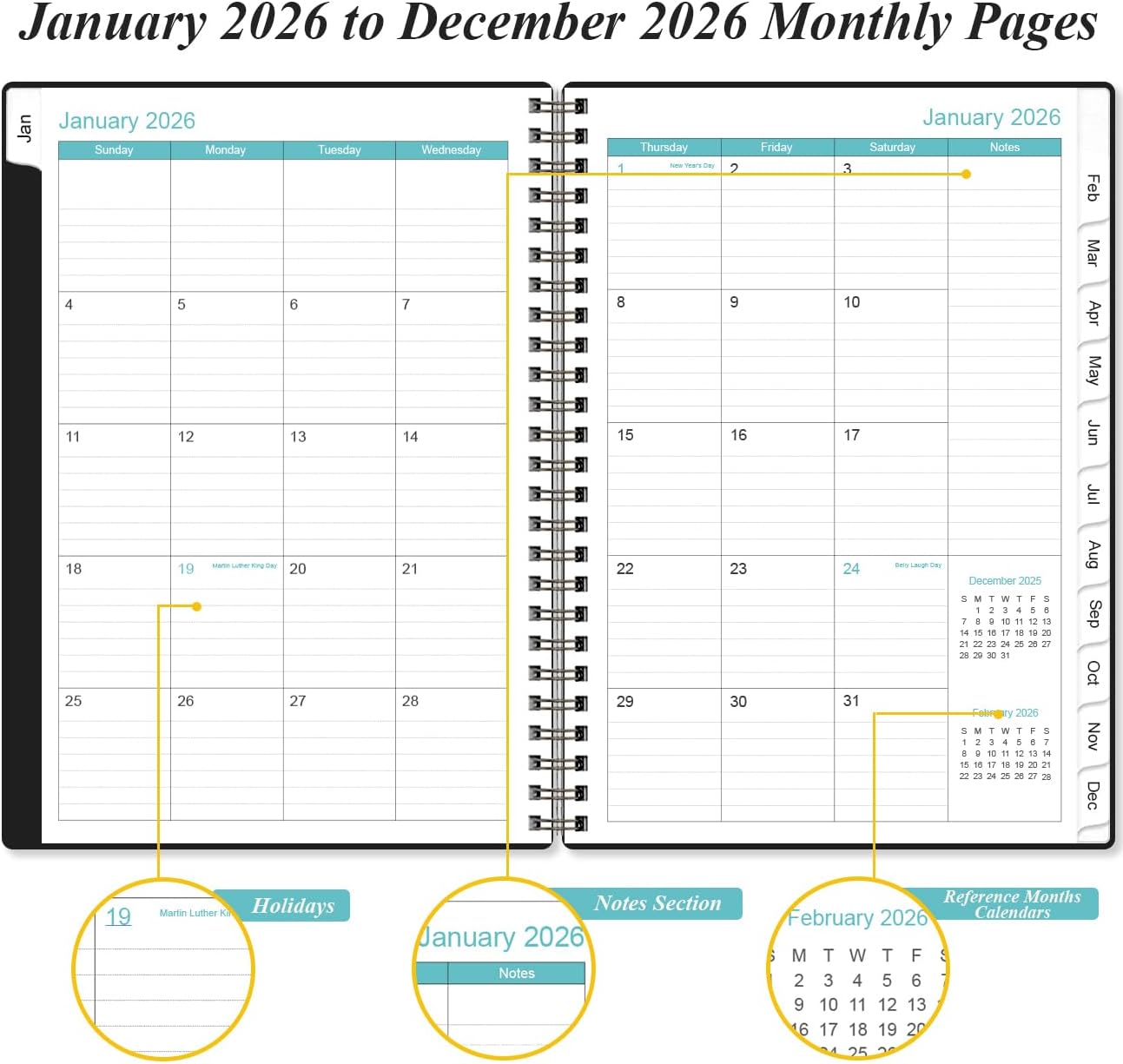 2026 Appointment Book & Planner - 2026 Daily Hourly Planner from January 2026 - December 2026, Weekly Appointment Book with 30-Minute Interval, Medium 6.4" x 8.5", Black-B