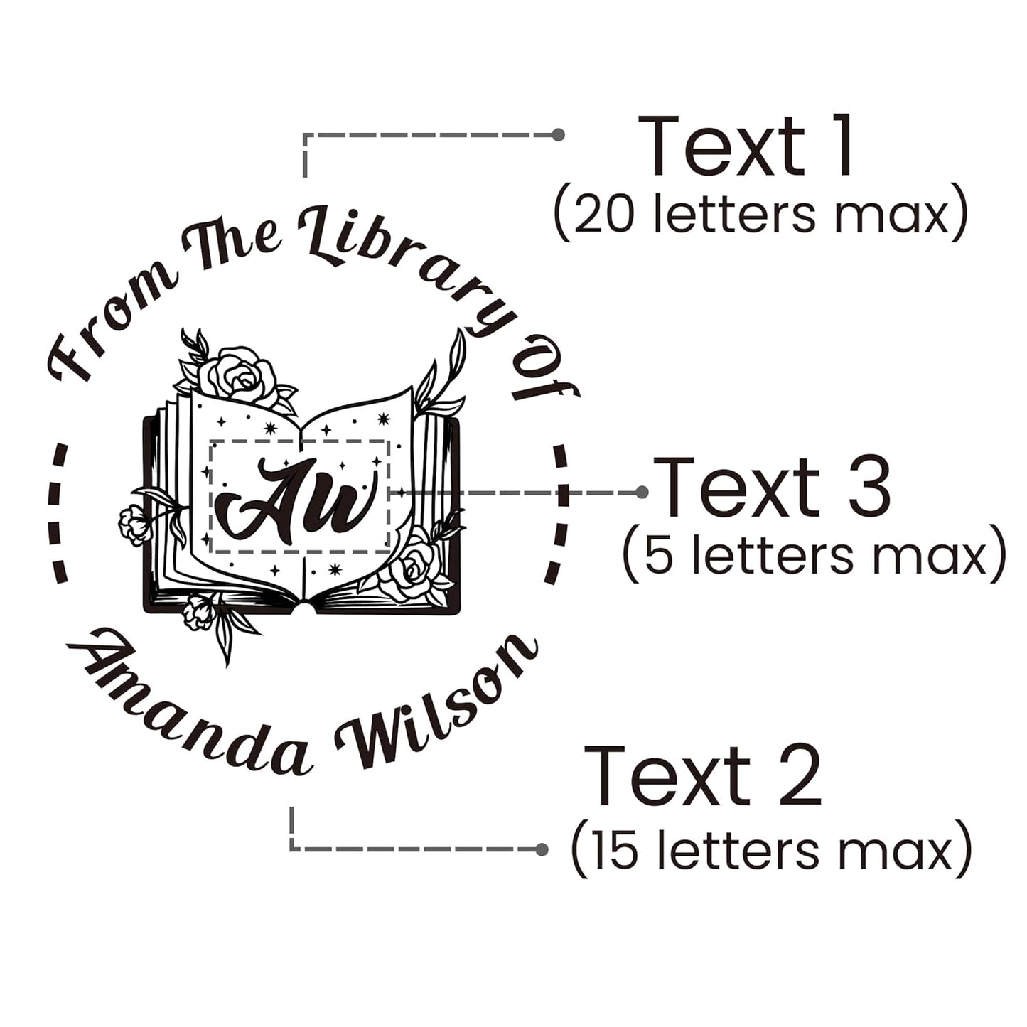 Book Embosser Custom Embosser Stamp with Your Name or Design Personalized Library Embosser Stamp Customized Books Business Cards Paper Documents Notebooks etc. (09)