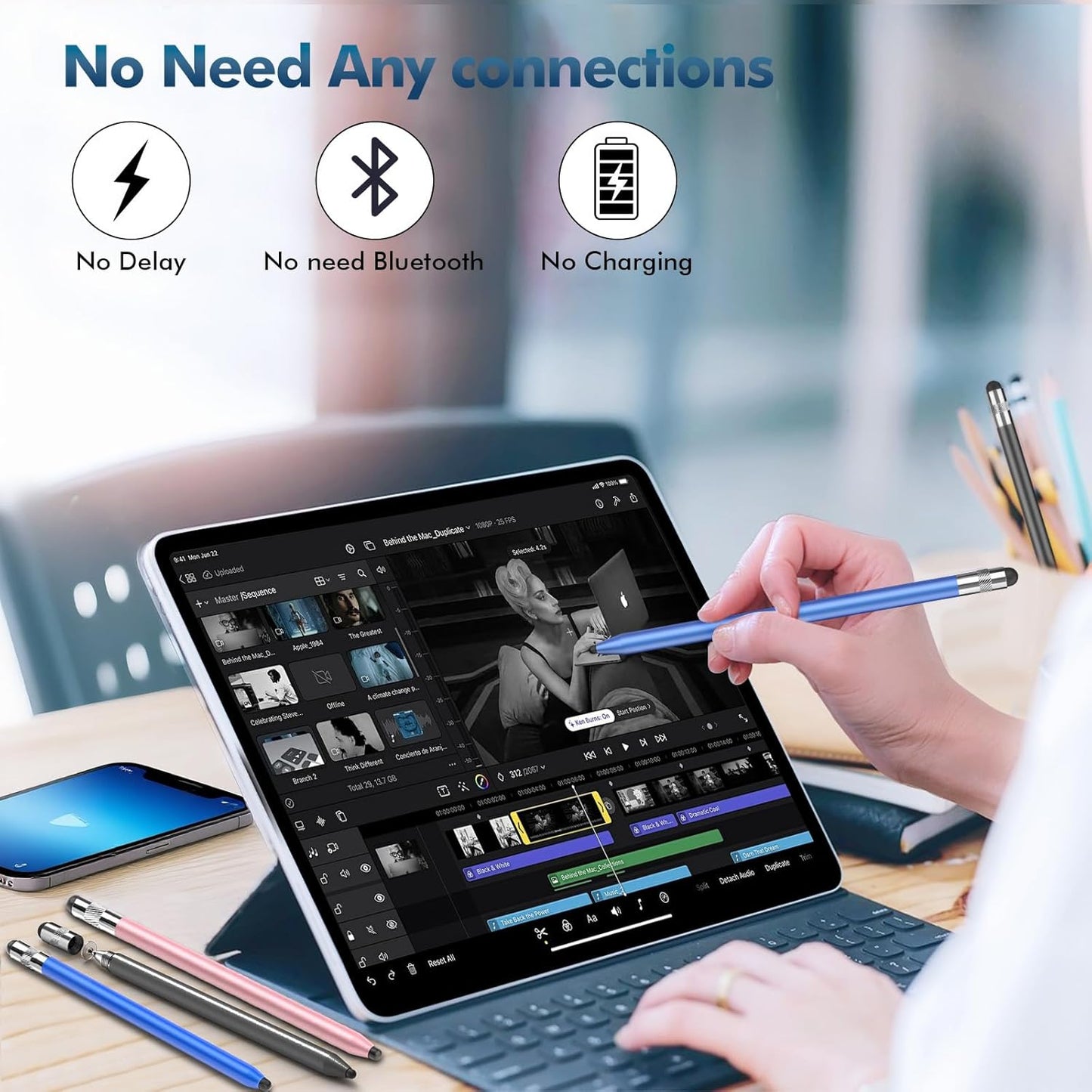 Stylus Pen for Touchscreen, 3-in-1 Rubber Disc Stylus, High Sensitivity and Precision, Universal Stylus Pen Compatible for Ipad,iPhone Android Kindle All Capacitive Tablets