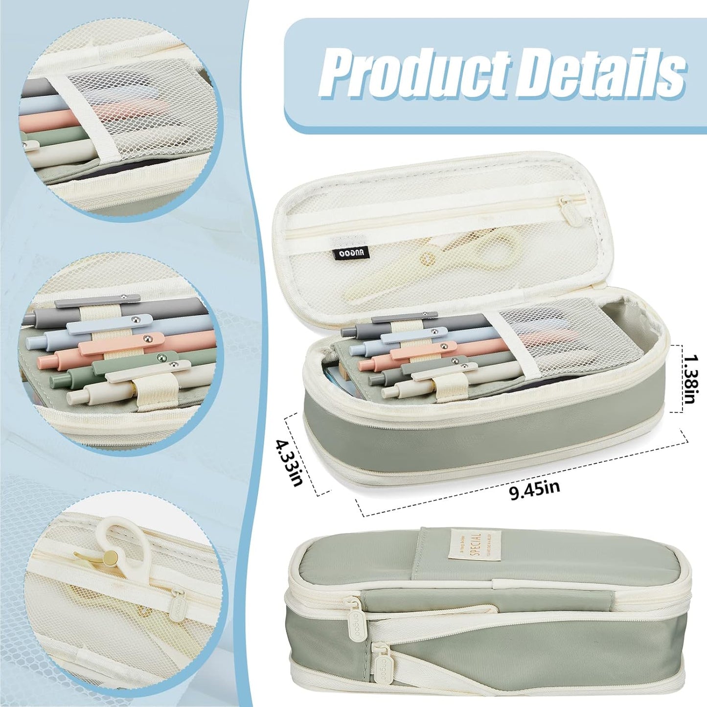 Jutom 39 Pcs Aesthetic Book Annotation Kit Highlighter with Pencil Case Bag Gel Pen Transparent Sticky Note Taking Bible Study College School Supplies(Green,Cute Style)