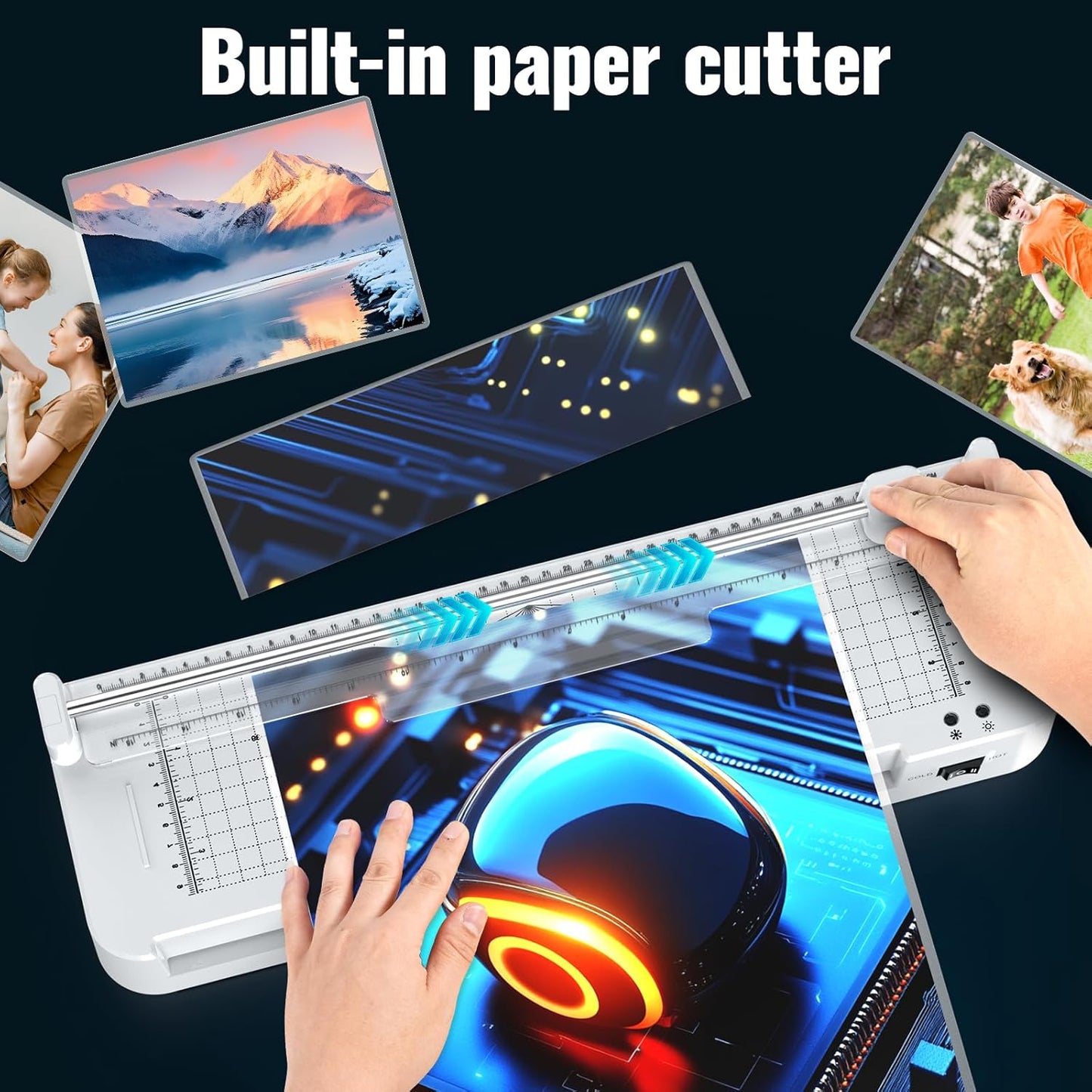 13in Laminator Machine with Paper Trimmer + 50pcs Sheets + Corner Rounder, Dual Hot/Cold Mode | Anti-Jam Technology | 90s Fast Preheat for A3/A4/A5/A6 Home Office School Use