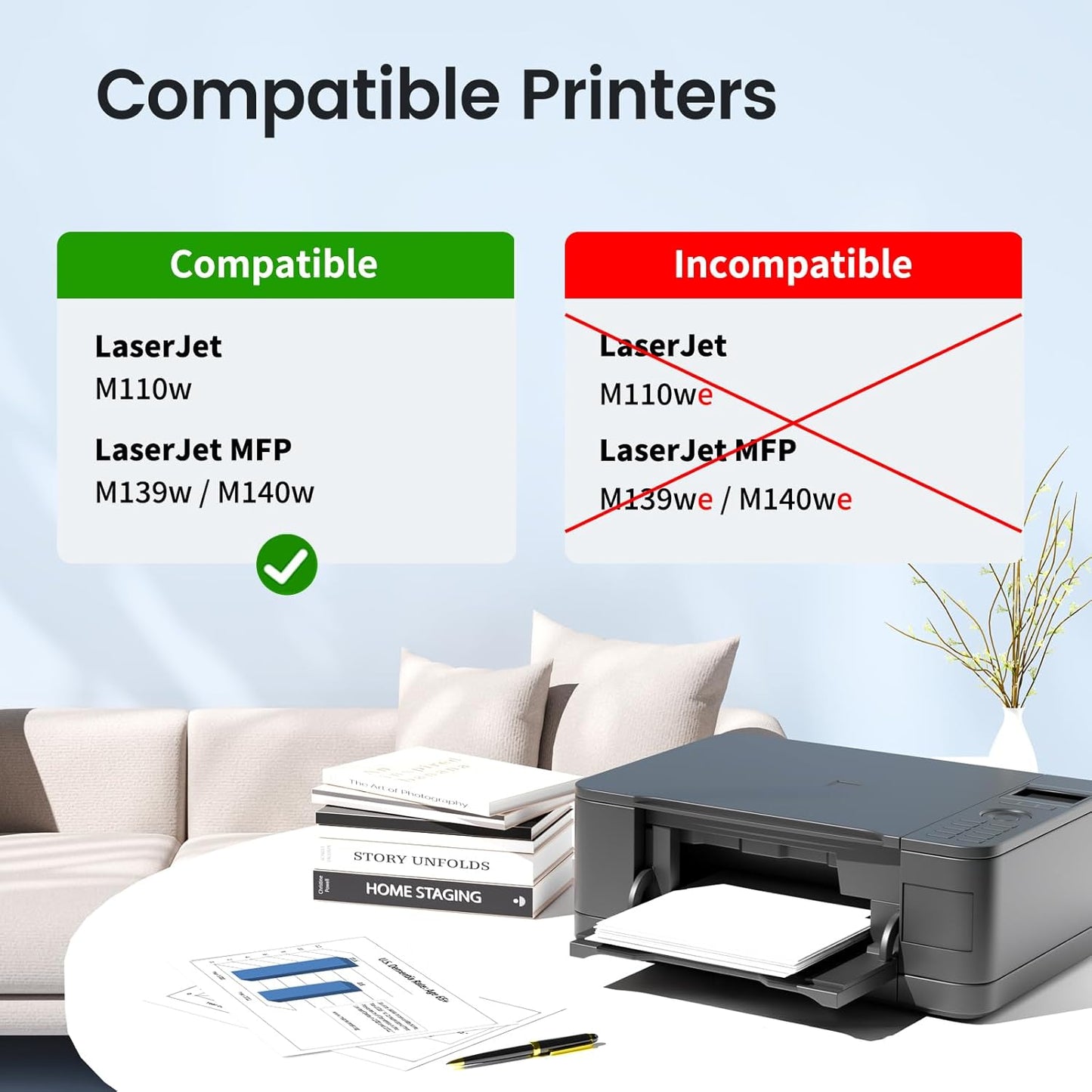 XJI 141X(with Chip) High Yield Compatible Toner Cartridges Replacement for HP 141 X A W1410X 141A W1410A Ink, for Laser Jet M110w MFP M139w M140w Printer Black