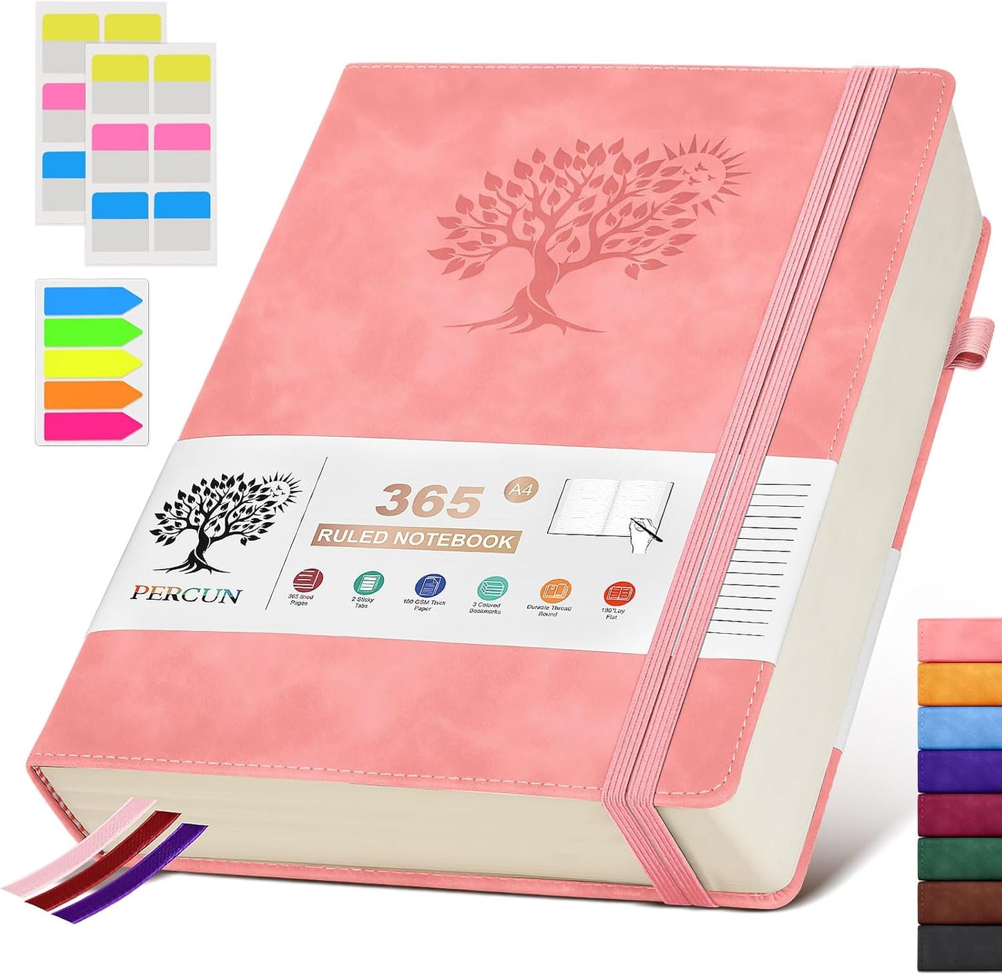 A4 Lined Journal Notebook，365 Page Large Leather Journals for Writing Women Men，Hardcover Notebook with 100Gsm Thick Pages for Travel，Work，School，College Ruled, Daily Diary (8.5" x 11.4")