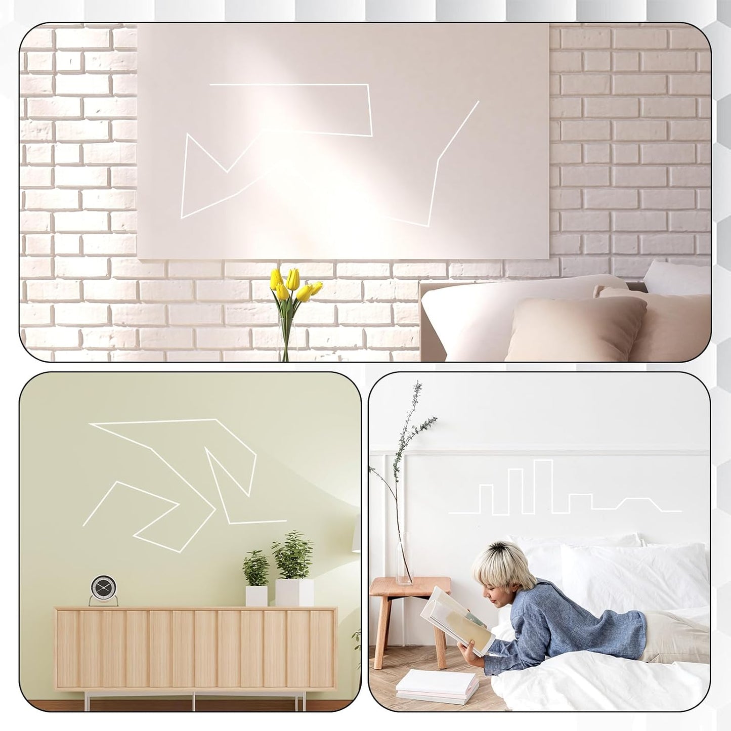 6 Rolls 1/8" Thin Dry Erase Board Tape Whiteboard Graphic Chart Line Grid Marking Tapes Pinstripe Tape Thin Painters Tapes for DIY Art Graphic Chart Marking(216 Feet Per Roll)