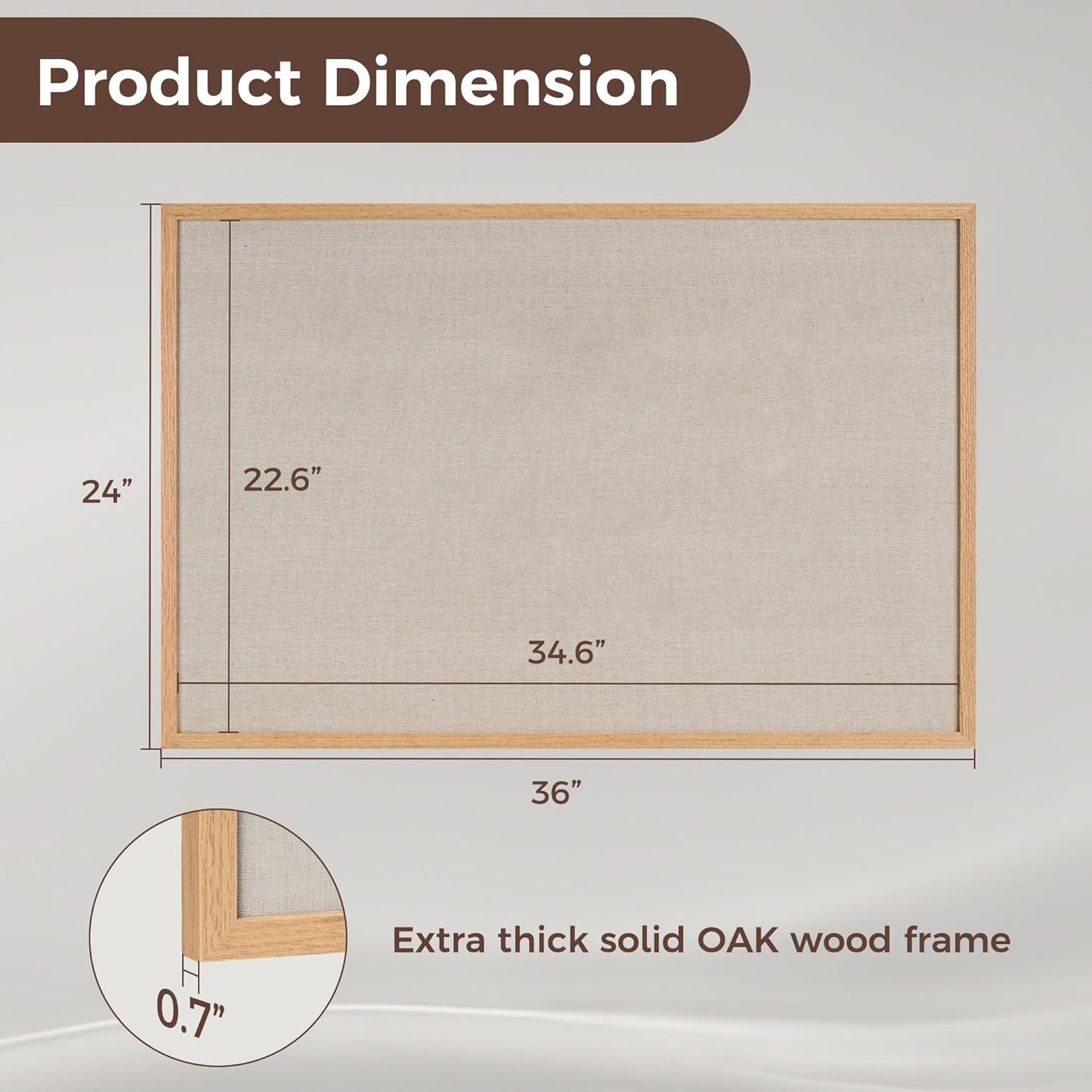 Fun Memories Cork Bulletin Board 24x36 Inches with Oak Wood Frame, Large Wall Mounted Pin Board for Office, Home & School - Includes Thumb Tacks & Hooks (Natural)