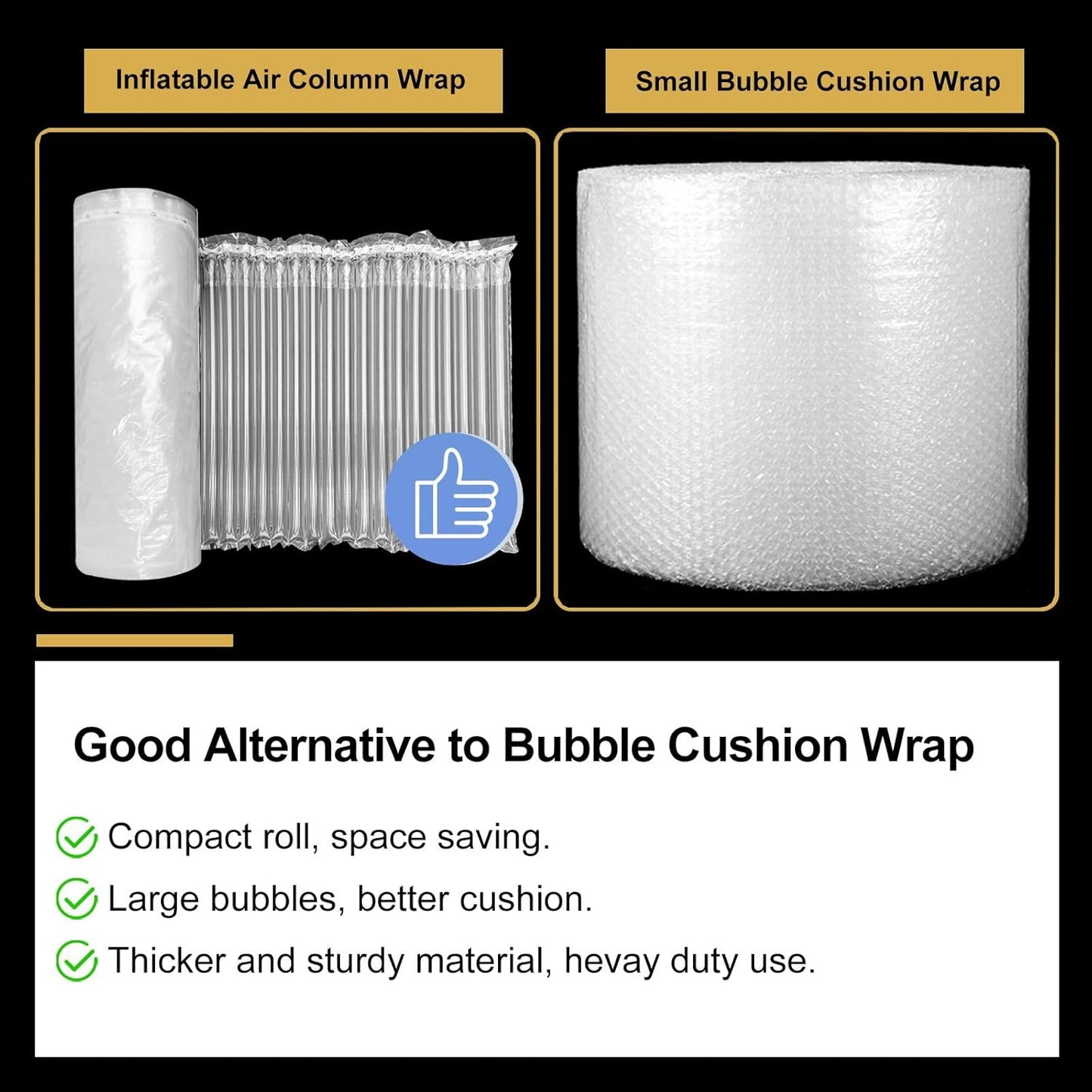 Bubble Cushioning Wrap Roll for Packing 12"x328' Inflatable Bottle Shipping Package Large Air Pillows for Shipping & Moving Heavy Duty Space-saving Packing Material for Fragile Items, 55um