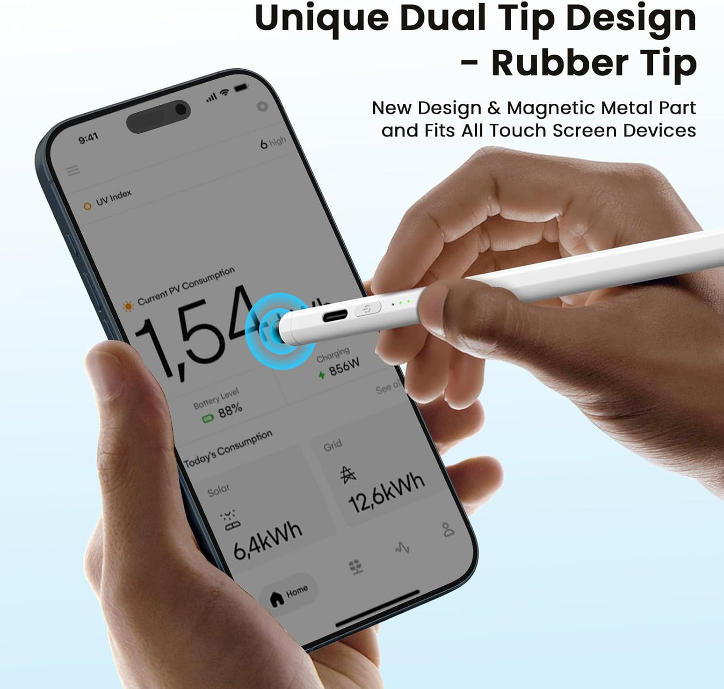 Dual Tip Stylus Pen for iPad 2025-2018,13 Mins Fast Charge with Tilt Sensitivity and Palm Rejection for iPad 11/10/9/8/7/6th Gen,Air 7/6/5/4/3/M3/M2, Pro 13"/12.9"/11"/M4, Mini 7/6/5th,White