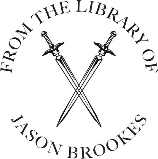 Personalized Book Embosser, Wooden Book Stamp, Self Inking Book Stamp, Custom Round Library Book Embossing Tool, Teacher School Book Stamp, Ex Libris Stamp, Gift for Book Lover (Crossed Swords)