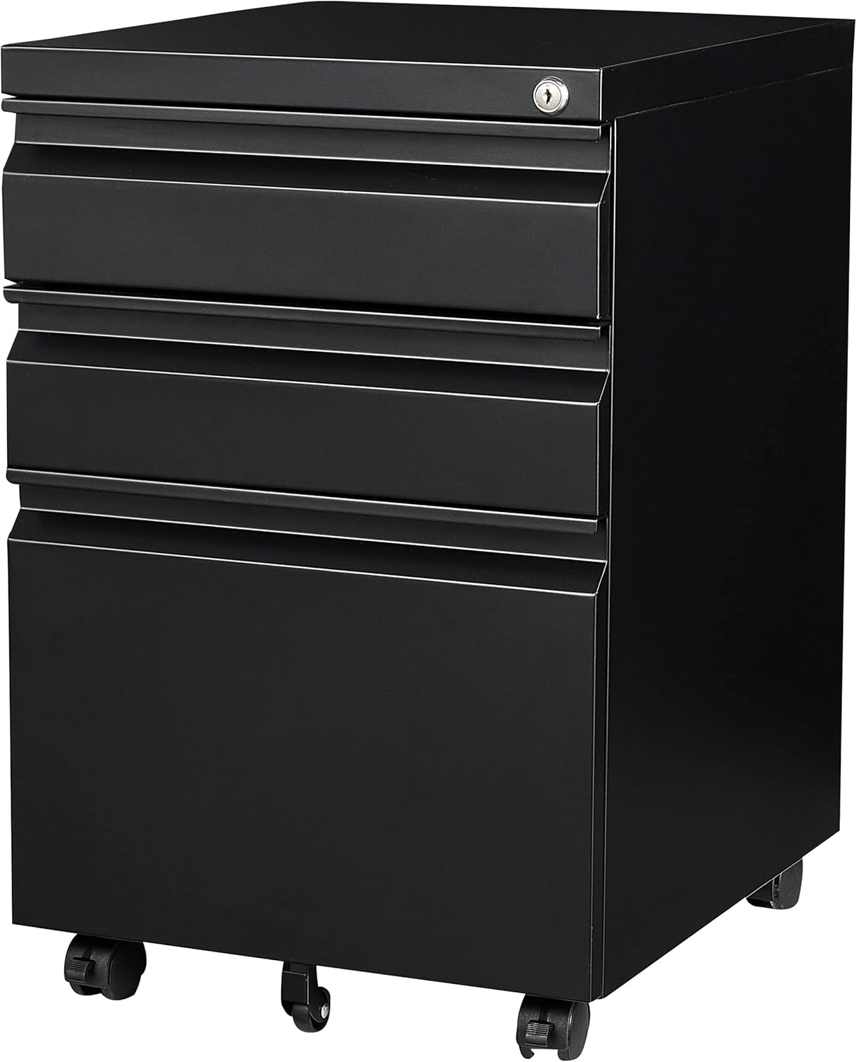 SISESOL 3 Drawer Mobile File Cabinet with Lock,Black Under Desk File Cabinets with Wheels,Rolling Metal Filing Cabinet for Home Office,Fit Legal/Letter/a4 File,Fully Assembled Except Caster