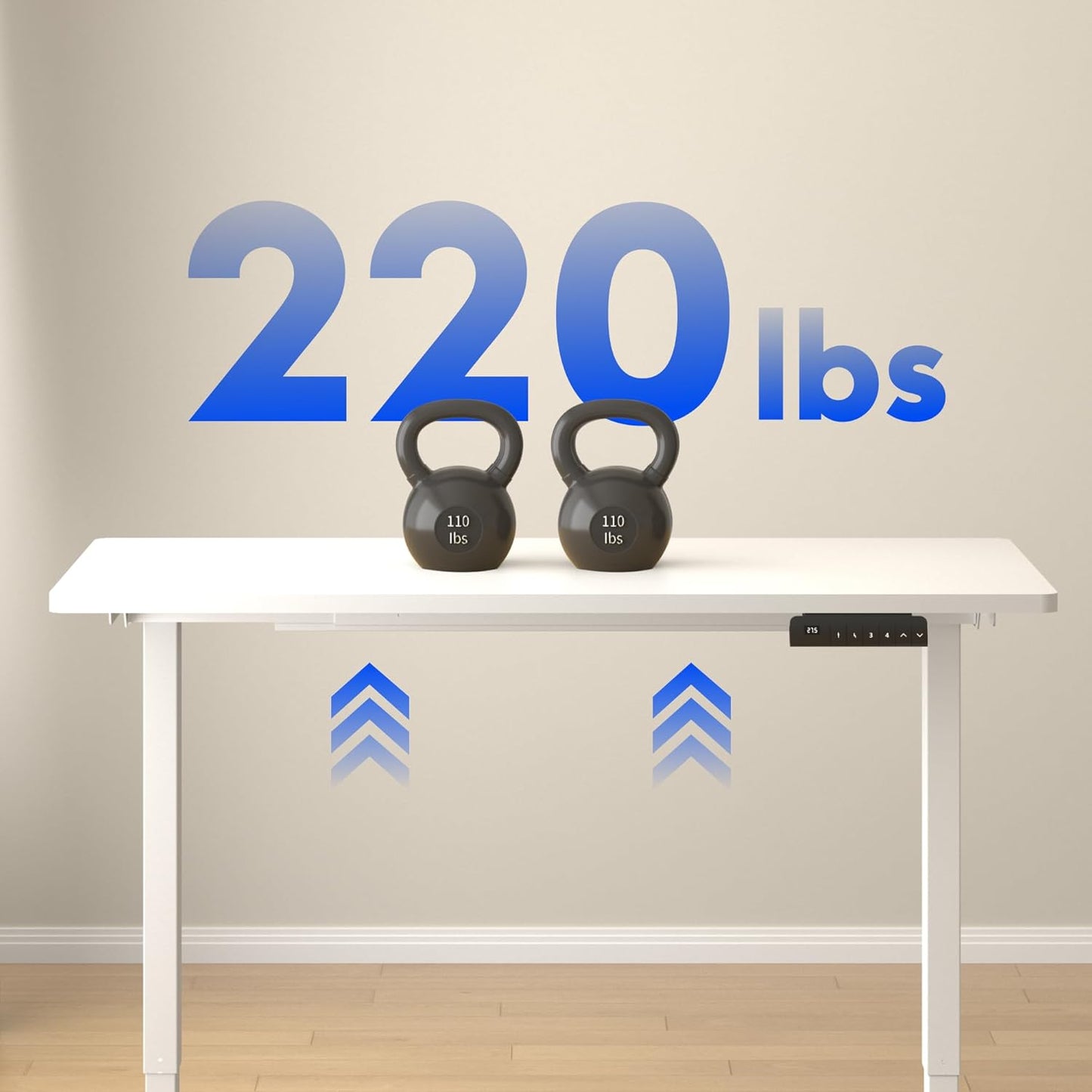 FLEXISPOT E3 Dual Motor Electric Standing Desk 48x30 Inch Whole-Piece Board Height Adjustable Desk Electric Sit Stand Desk (White Frame + White Desktop, 2 Packages)