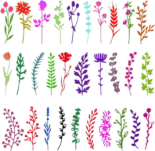 30 PCS Flower Die Cuts for Card Making, FineGood Wildflower Cutting Dies DIY Craft Die Cutters Embossing Stencils for Card Making Supplies