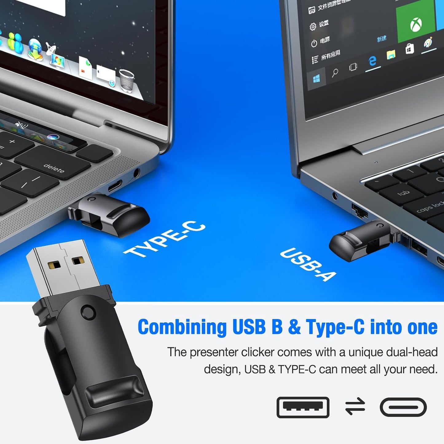 Presentation Clicker Wireless Presenter Remote for PowerPoint, Powerpoint Clicker with Volume Control PowerPoint Slide Advancer for Mac, Computer, Laptop-E600