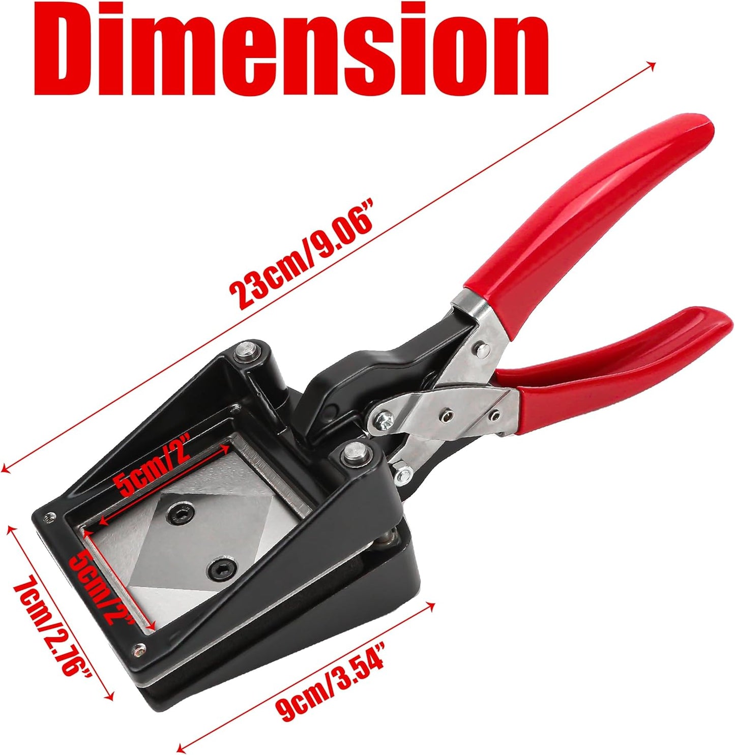 Professional 2''x2'' Passport Photo Cutter – Handheld Metal Die Punch Tool for ID Pictures, Business Cards, and Paper Cutting – Hardened Steel Dies, Office & Family Use (Black)