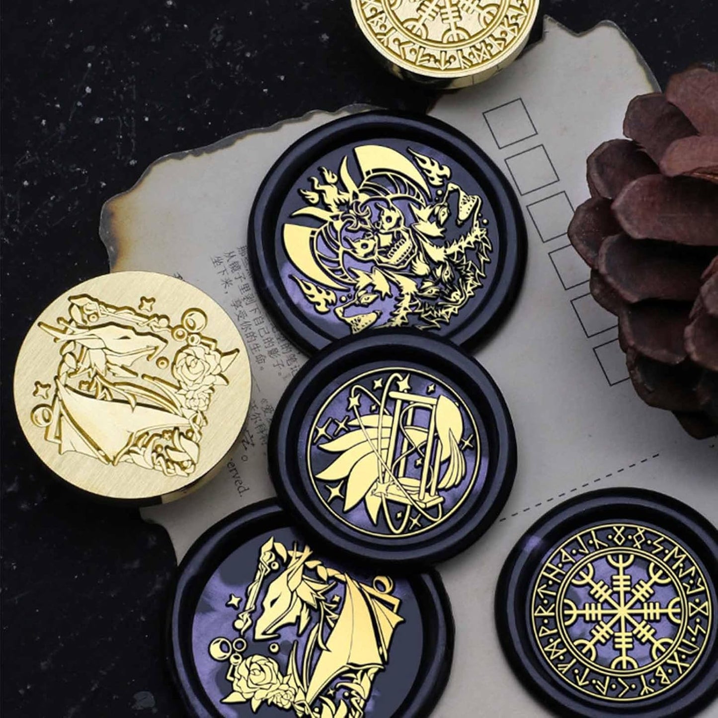 Helm of Awe Wax Seal - Vintage Norse Mythology Magic Sealing Wax Stamp, Wiccan Ceremony Protector Stamp for Envelopes Letters Handicraft DIY and Creative Gifts