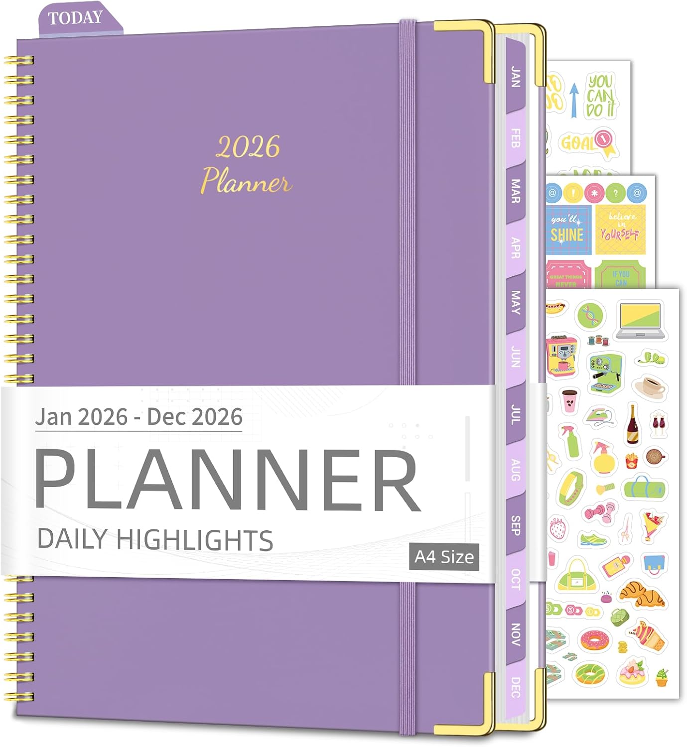 Academic Planner 2026 (8.5" x 11") - Weekly & Monthly Planner (Jan. 2026 - Dec. 2026), Column View Calendar Organizers, Hardcover Agenda Book with Tabs for Office & School, Purple