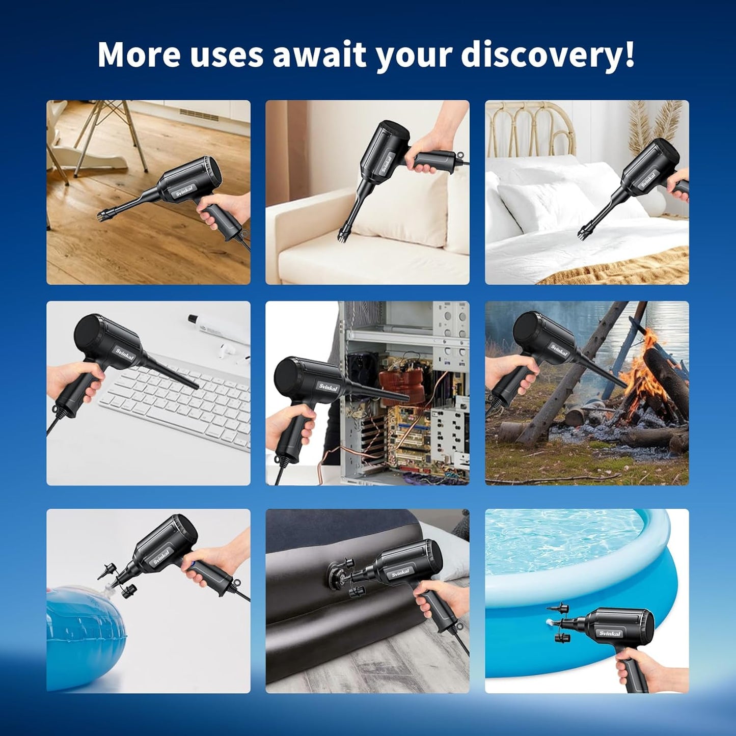 Compressed air Duster Electric 500W, Canned air Replacement, 40000RPM Air Blower, Stepless Speed, an AC dust Blower with 6ounces of Blowing Power for Computer Keyboards etc Electronic Duster