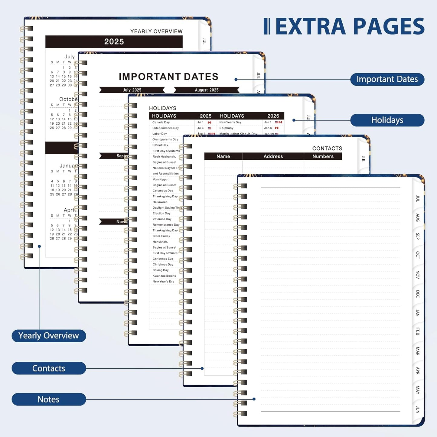 Planner 2025-2026, Weekly and Monthly Calendar Academic Planner (July 2025 - June 2026), Hardcover Teacher School Student Agenda with Tabs, Ideal for School Office Supplies, A5 (6.3" x 8.5")