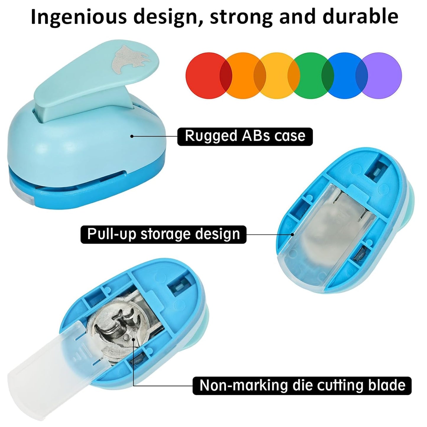 Craft Punches 8 Pack with 6 Sticker Paper, 1inch Hole Punch Shapes Medium Paper Punch Shapes, Maple Leaf, Butterfly, Angel, Flower for DIY Scrapbooking Festival Decoration