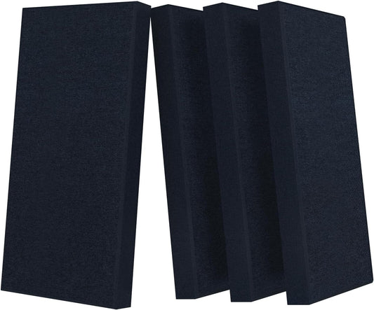 UMIACOUSTICS 4 PCS Acoustic Panels with Hanging Hardware, 2” Thick Fiberglass Sound Proof Panels for Studios, Office, Home Theater Ceiling or Wall- Navy Blue