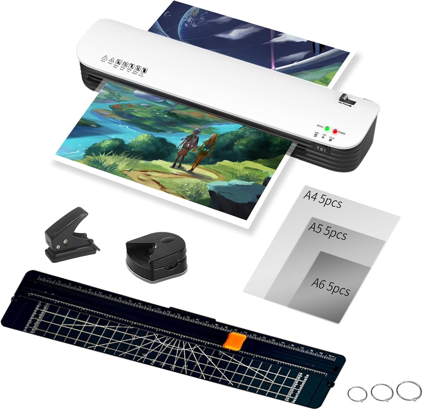 13 Inch Laminator Machine for Documents and Photos, 6 in1 A3/A4 Thermal Laminator Machine with Never Jam Technology, 15 Laminating Sheets, Use for Home Office School or Business