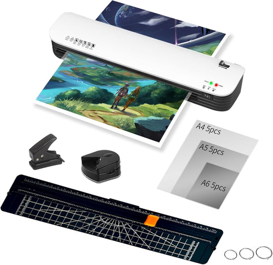 13 Inch Laminator Machine for Documents and Photos, 6 in1 A3/A4 Thermal Laminator Machine with Never Jam Technology, 15 Laminating Sheets, Use for Home Office School or Business