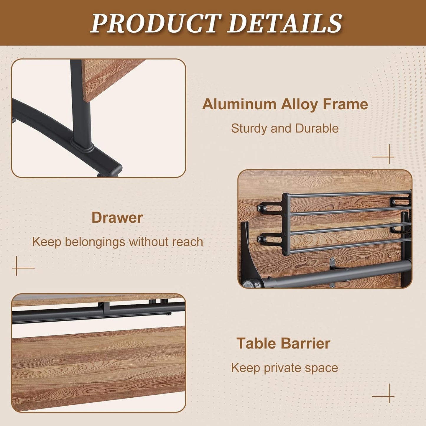 Folding Conference Room Table, Modern Conference Tables with Silent Wheels, Large Rectangular Mobile Training Tables for Office Classroom, Foldable Modular Boardroom Seminar Table (6pack L63in)