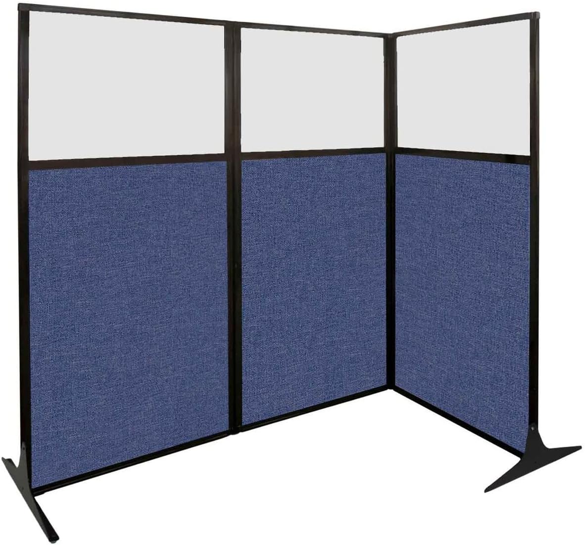 Versare Office Workstation Screen | Portable Wall Divider | Modern Cubicle | Freestanding Privacy Screen | Flexible Work Space | 2 Panels | 66" Wide x 70" Tall Black SoundSorb Panels with Window
