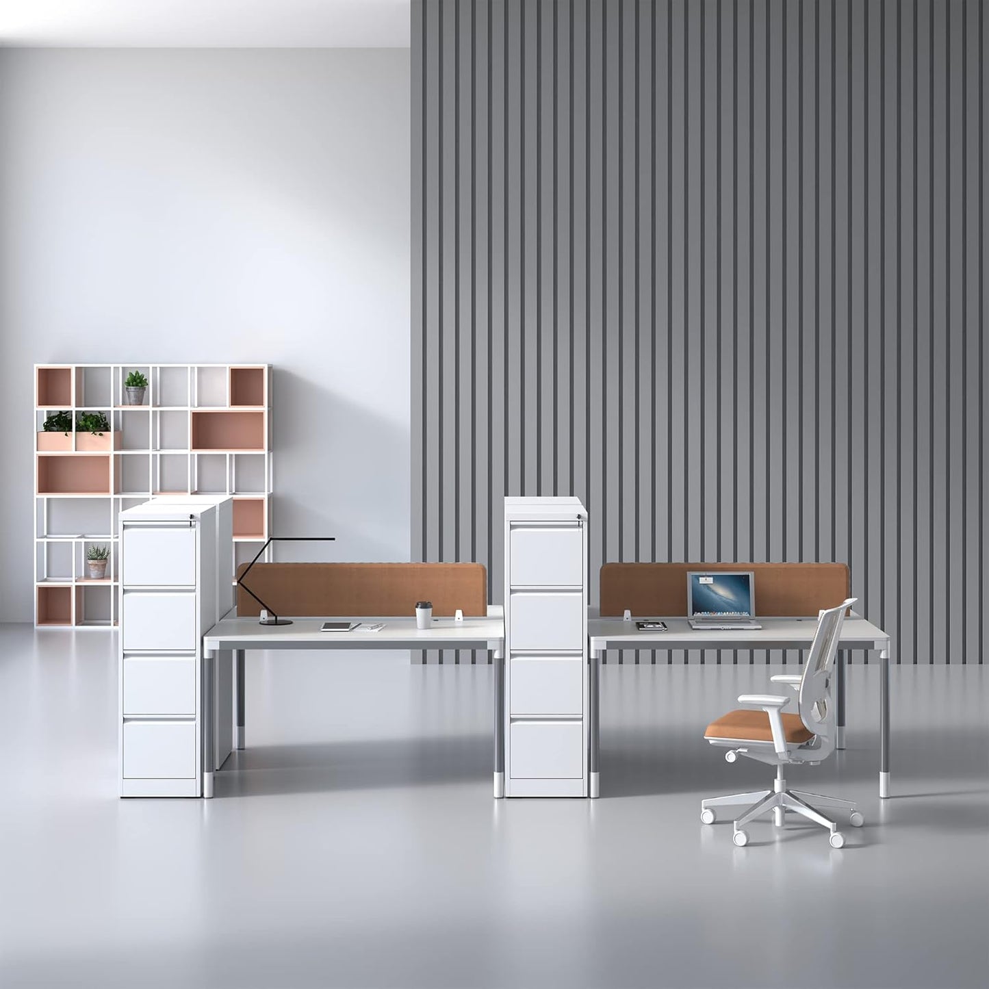 4 Drawer File Cabinet with Lock, Vertical Filing Cabinets for Home Office, Locking File Cabinet Hanging Files for A4/ Legal/Letter, Require Assembly, White