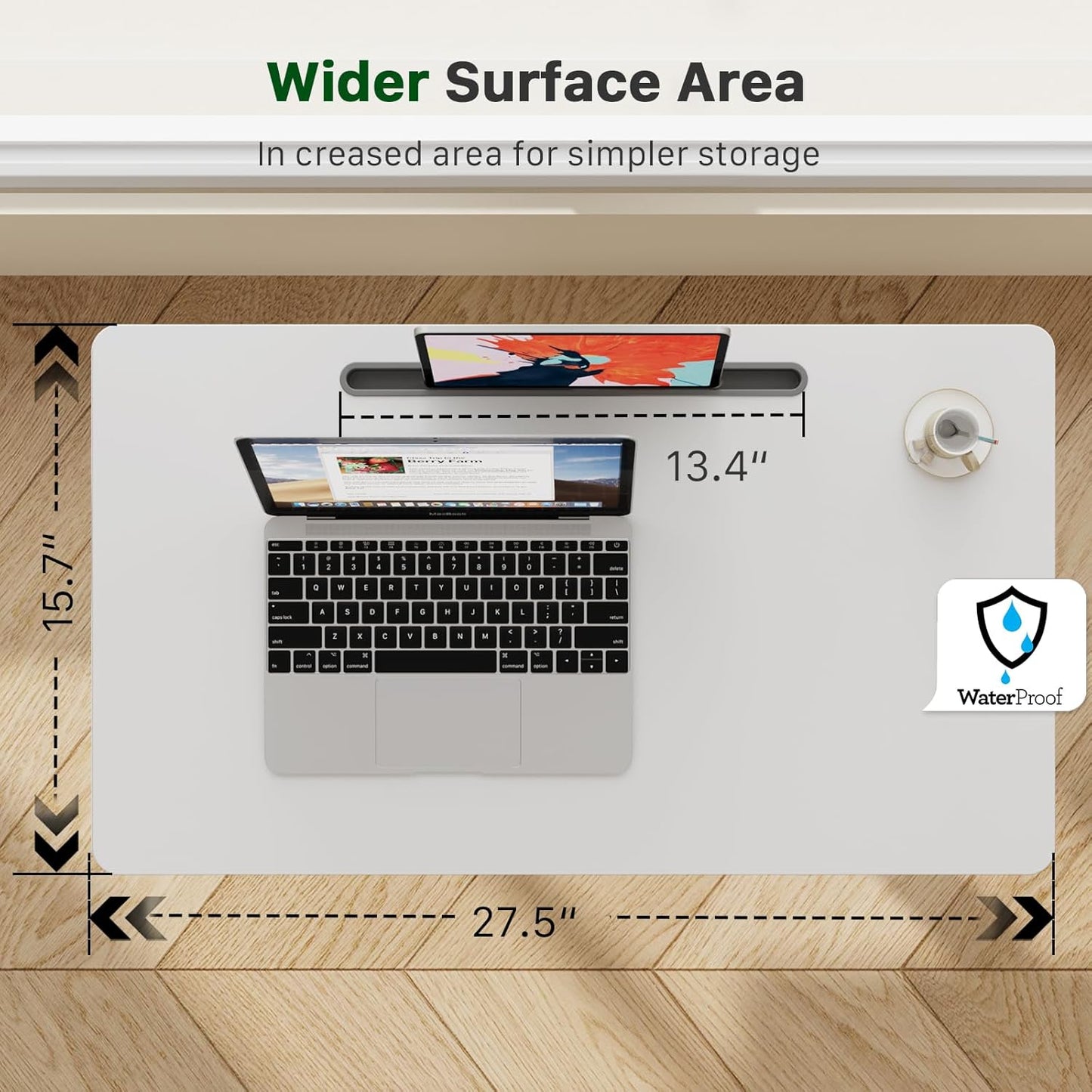 Mobile Standing Desk, Pneumatic Adjustable Rolling Desk(27.5 Inches), Portable Laptop Desk with Wheels, Overbed Bedside Table Laptop Table for Couch, Home, Office, White