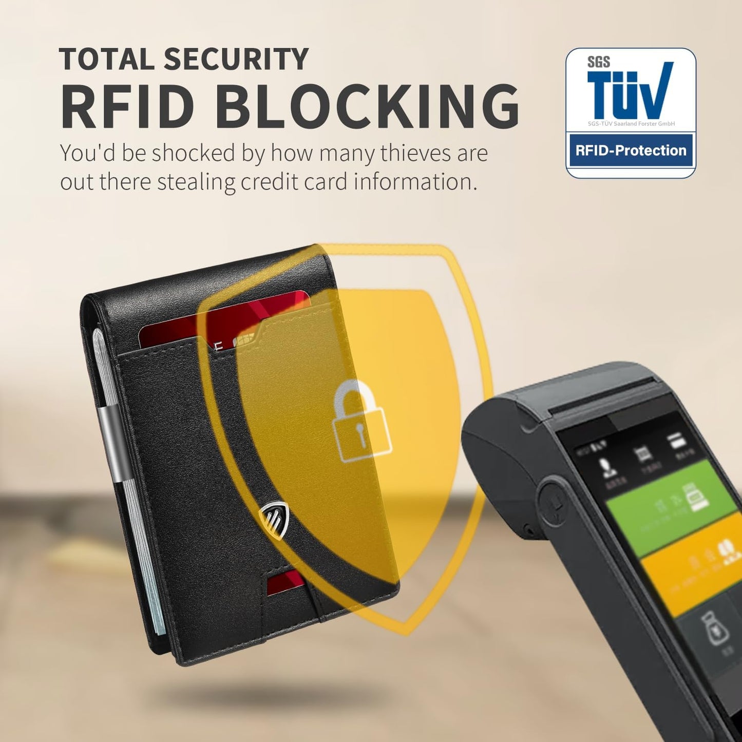 RUNBOX Mens Slim Wallet with Money Clip RFID Blocking Bifold Credit Card Holder for Men with Gift Box